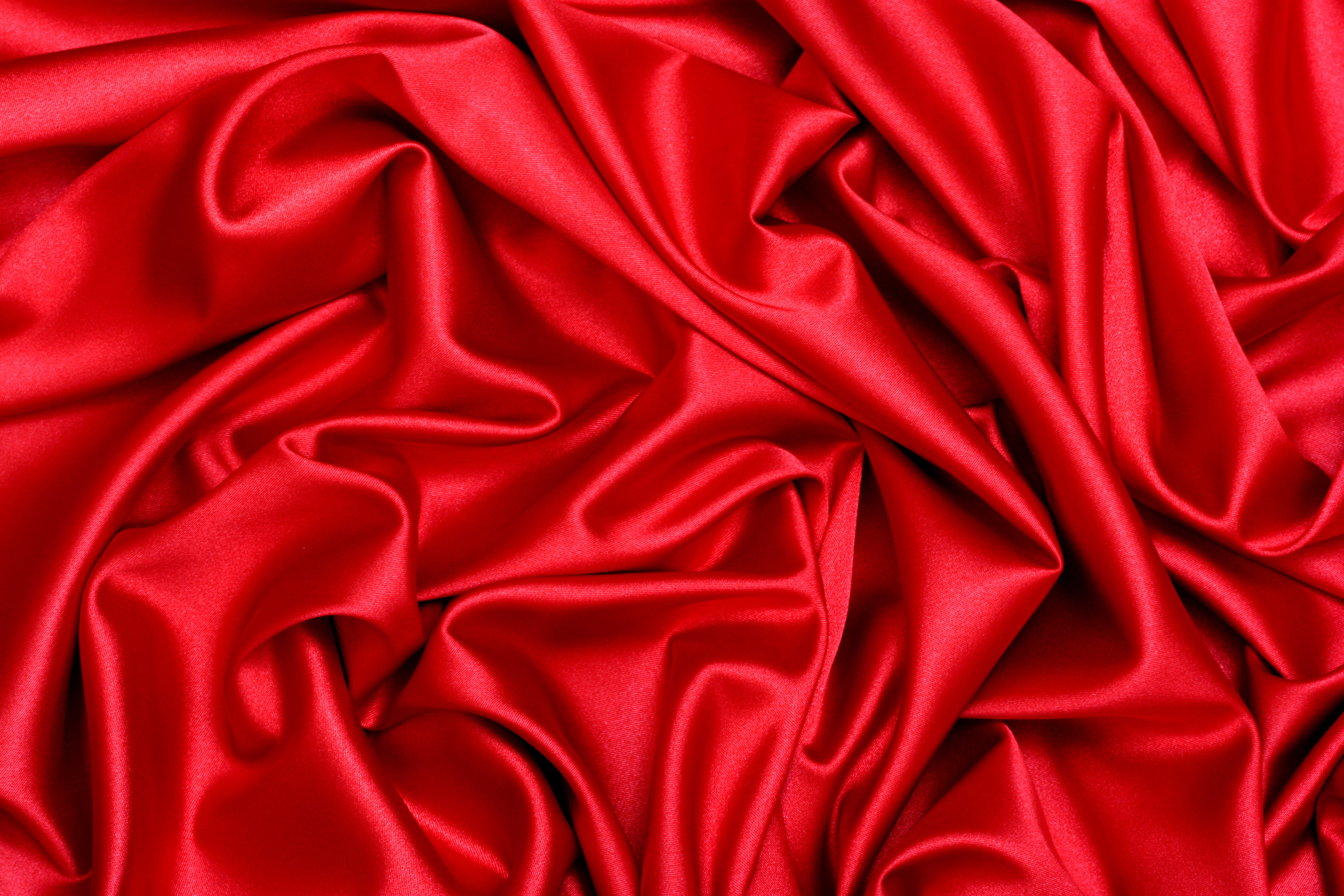 red textile, fabric, folds, satin, backgrounds, silk, luxury