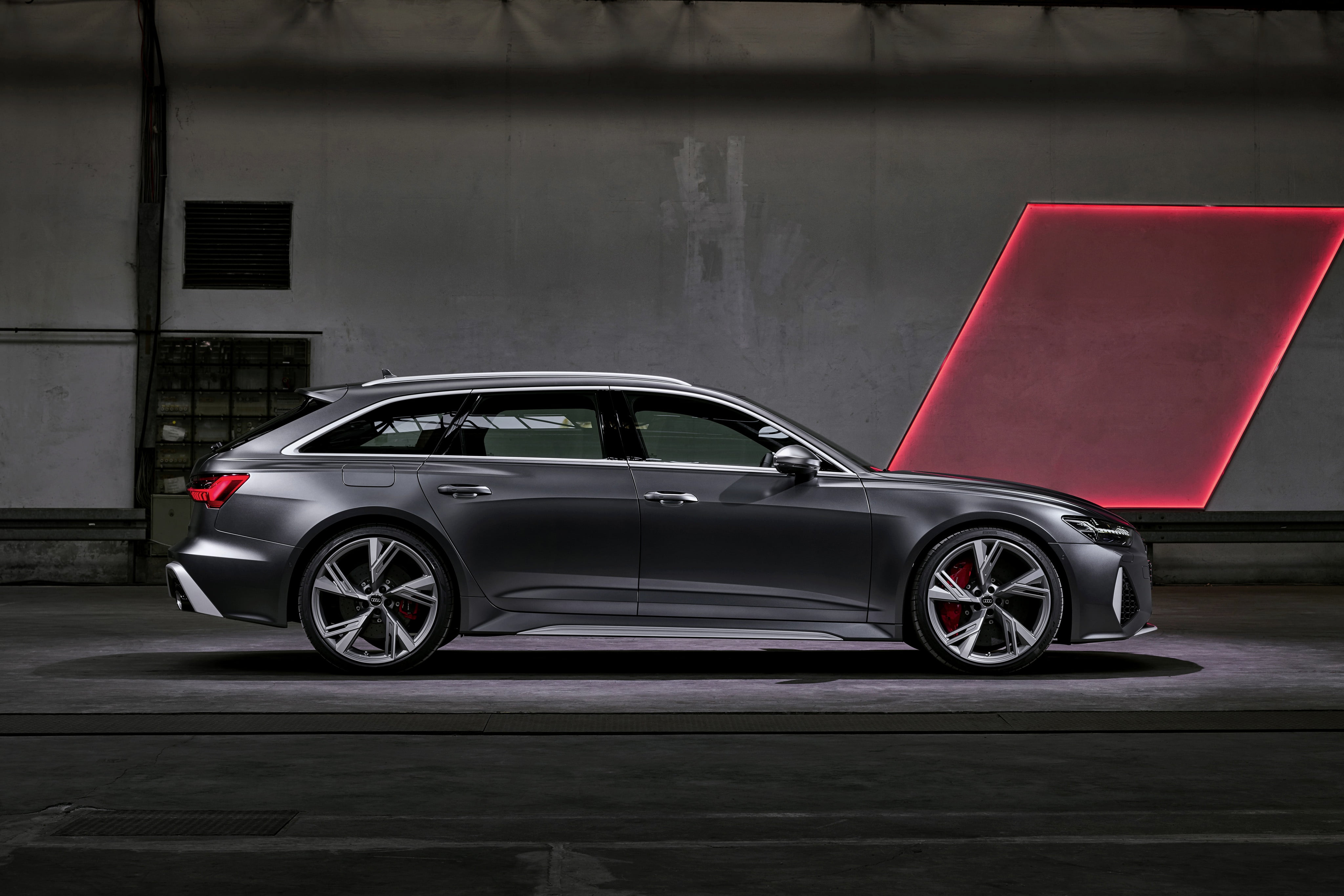 Audi, universal, in profile, RS 6, 2020, 2019, dark gray, V8 Twin-Turbo
