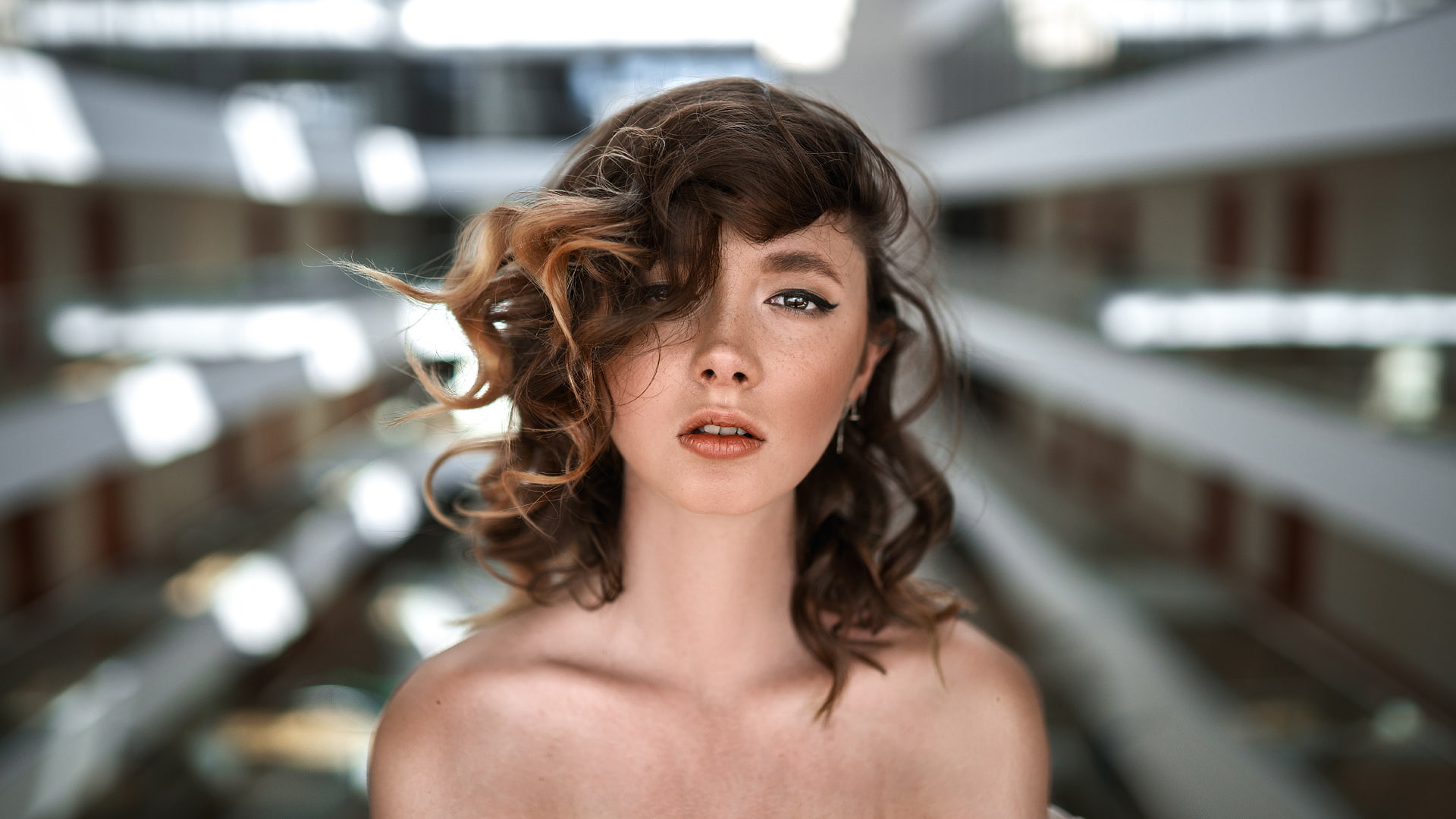 women, curly hair, face, model, portrait, Disha Shemetova, headshot