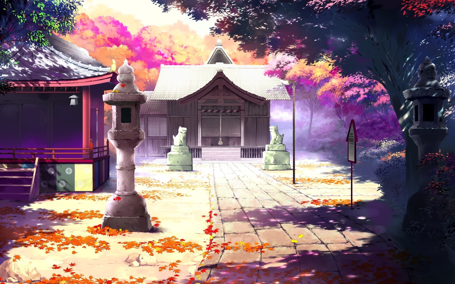 Beautiful anime scenery, houses, autumn