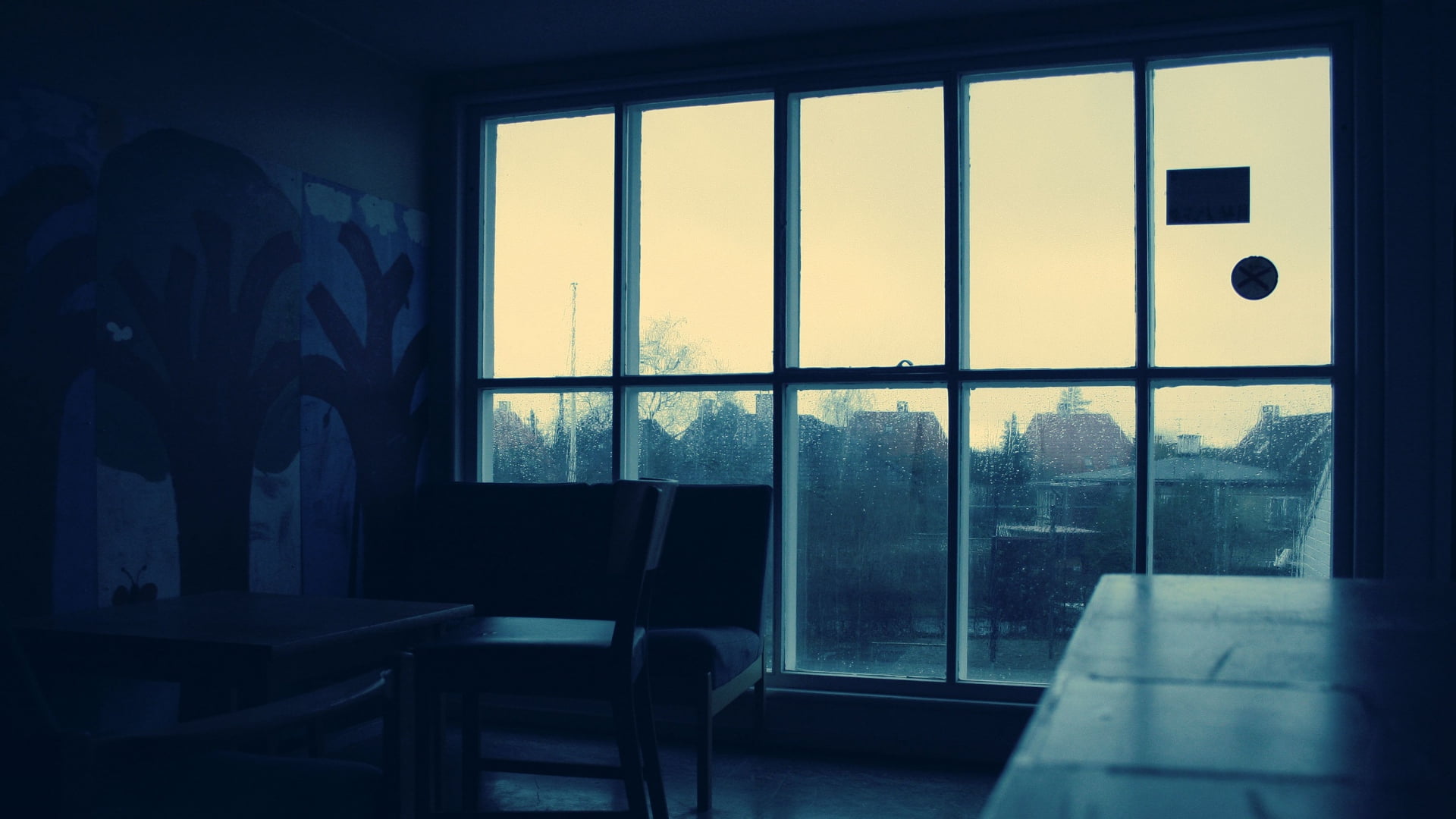 blue, rain, window