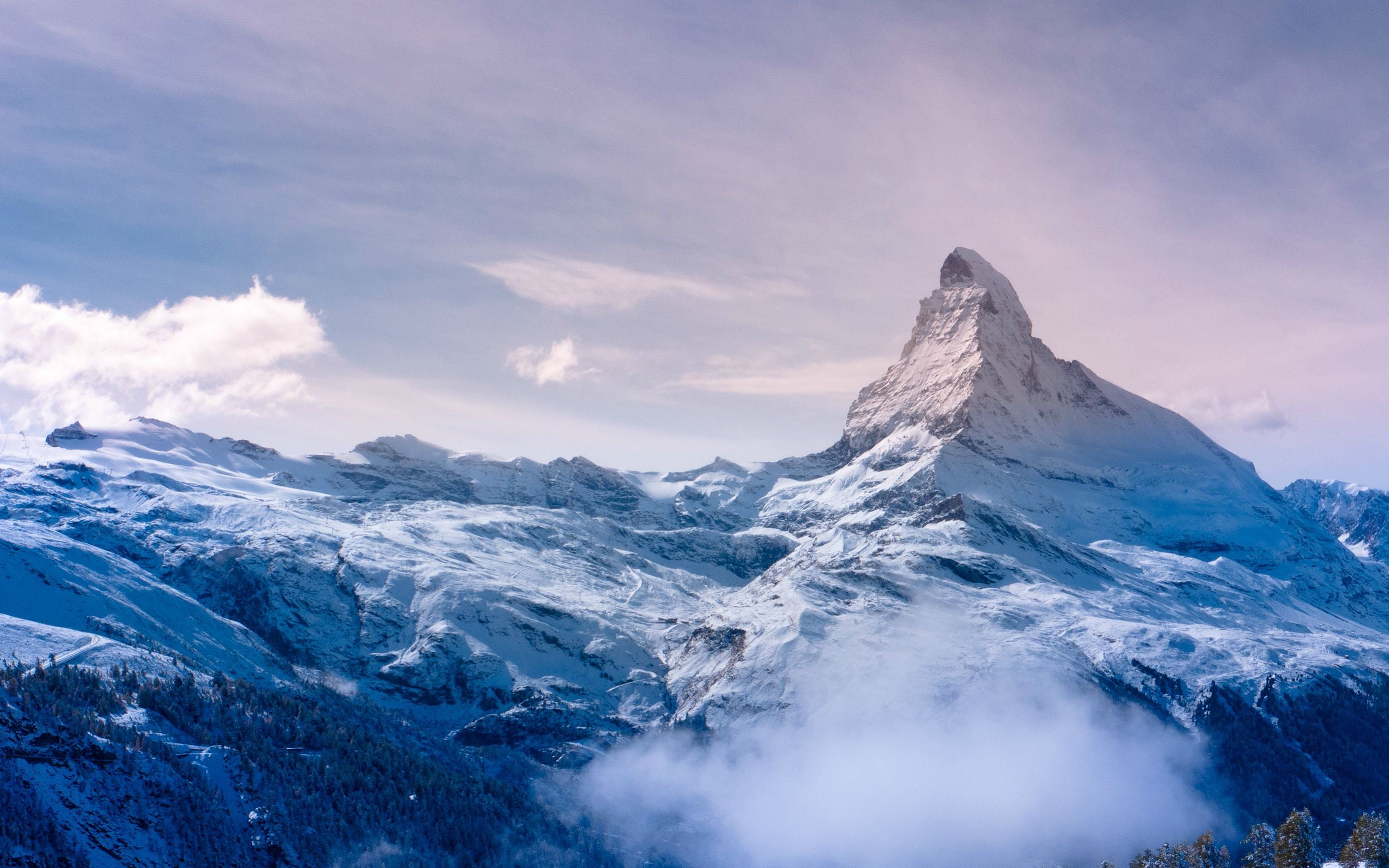 alpine mountain, Matterhorn, mountains, nature, landscape, snow