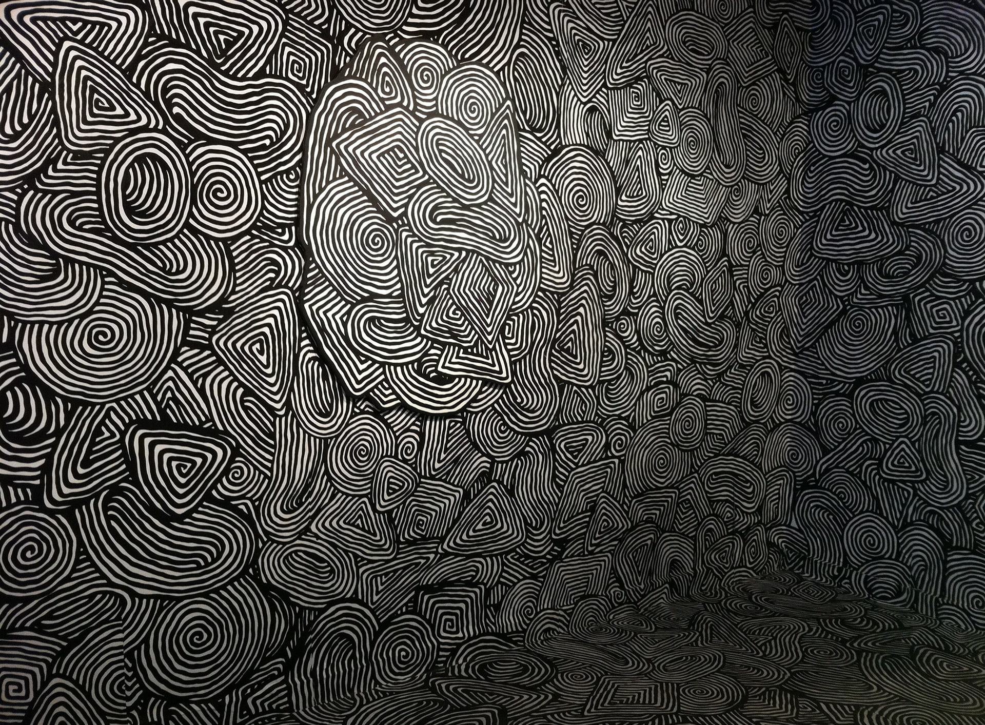 Mind Easer Psychedelic Pattern, black and white digital wallpaper