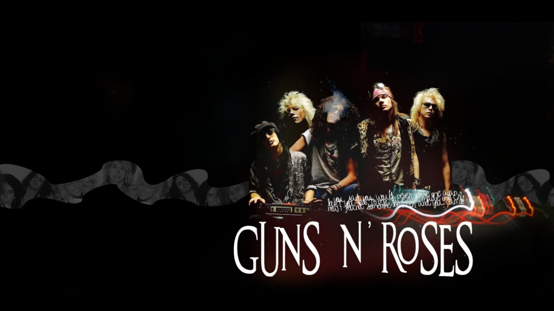 Guns N' Roses digital wallpaper, music, text, western script
