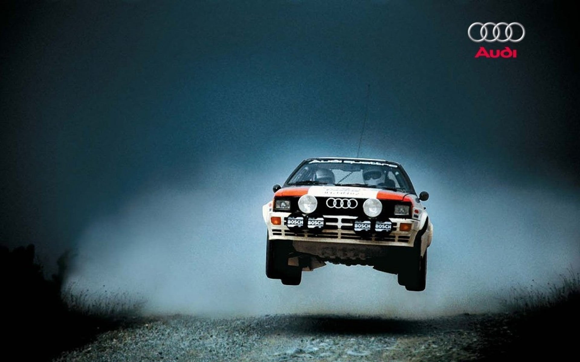 white and red Audi car, audi quattro, rally cars, sports car