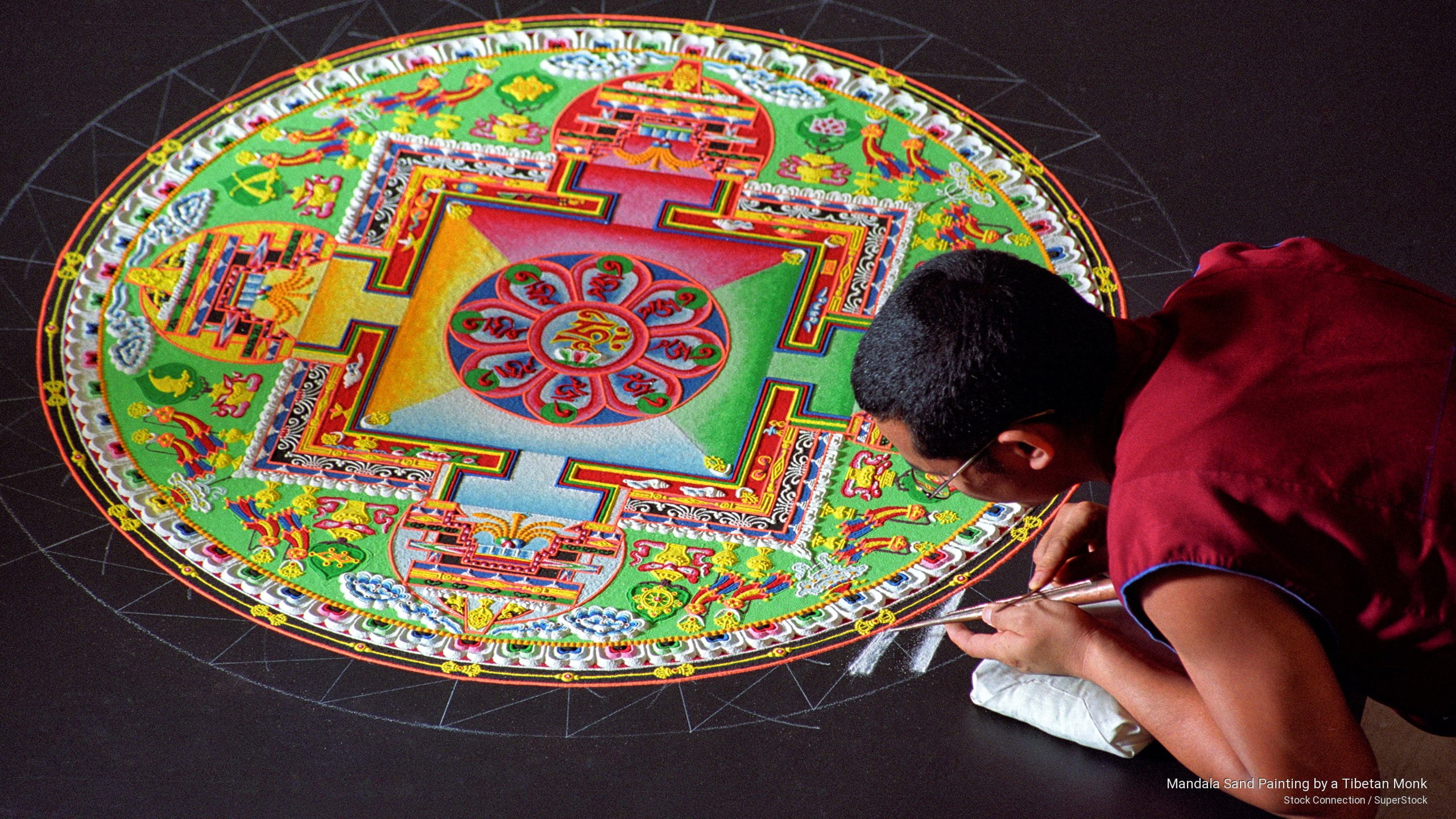 Mandala Sand Painting by a Tibetan Monk, Asia