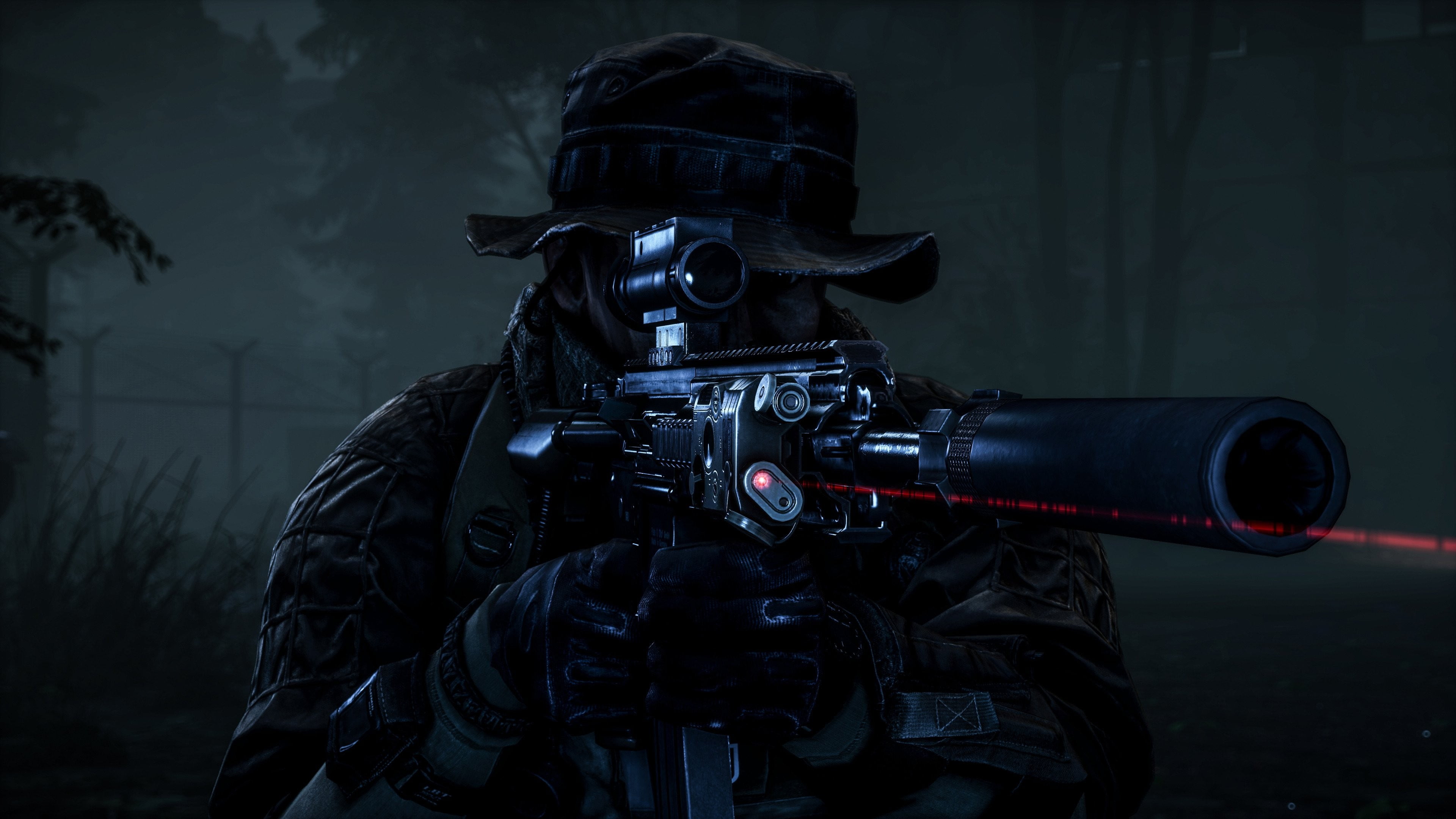 black sniping rifle digital wallpaper, gun, night, camouflage