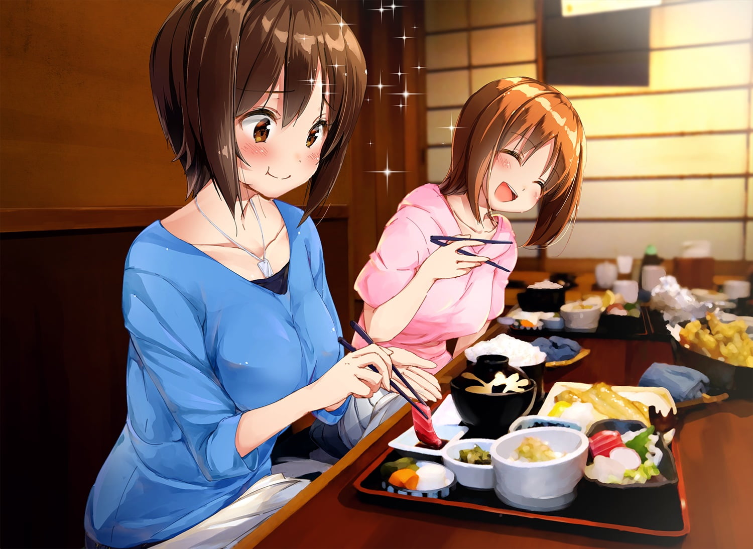 anime, anime girls, food, Nishizumi Maho, Nishizumi Miho, Girls und Panzer