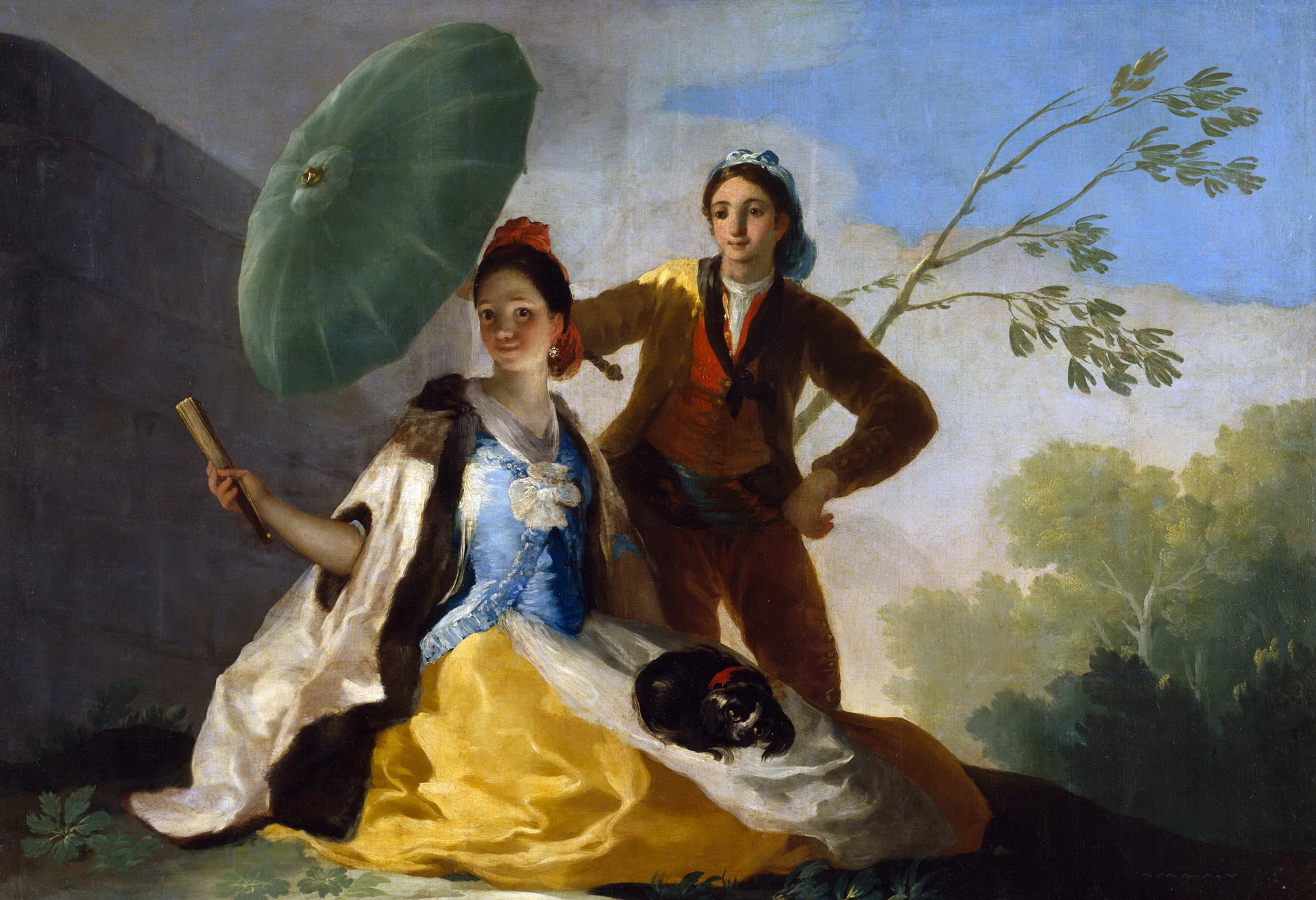 picture, Umbrella, lovers, genre, Francisco Goya, two people