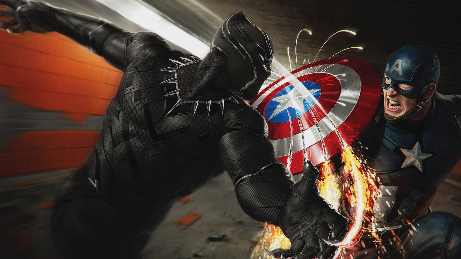 Captain America illustration, Marvel Black Panther vs Captain America poster