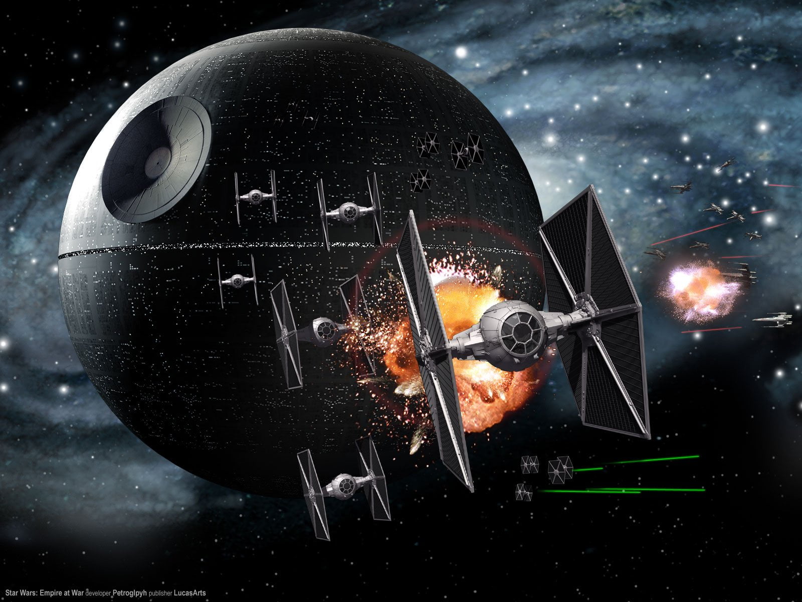 black satellite and Death Star illustration, Star Wars, Star Wars: Empire at War