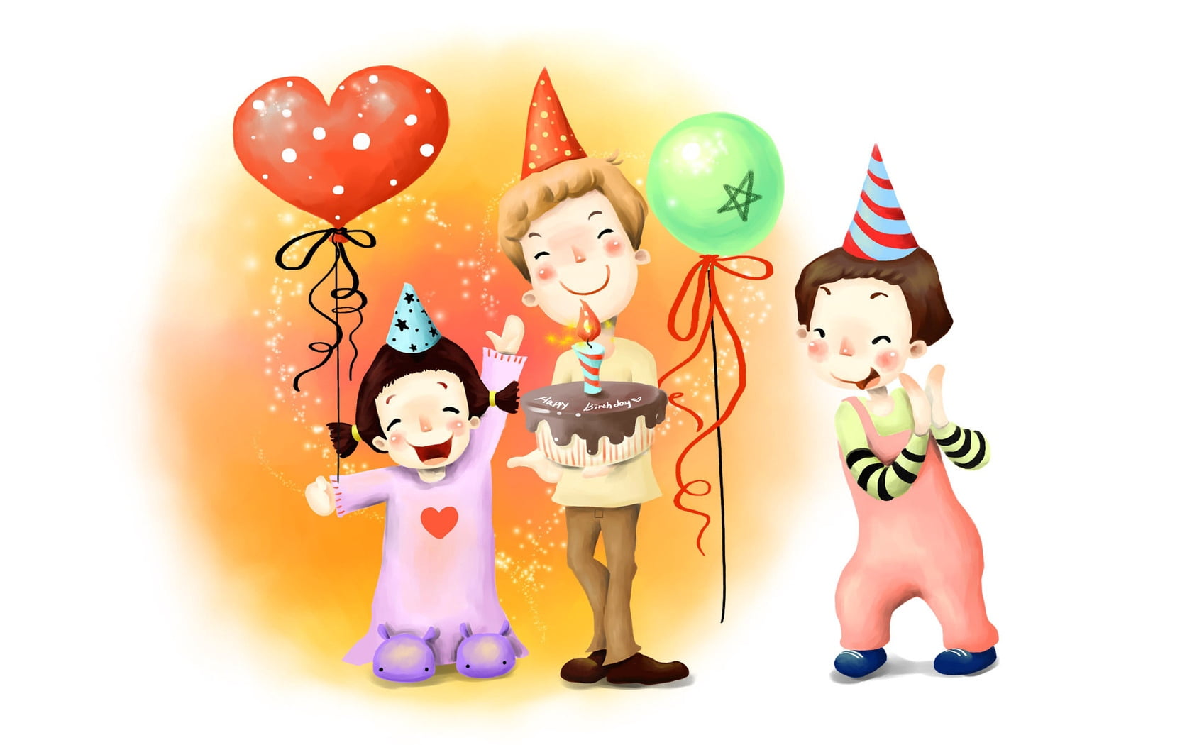 family of tree celebrating birthday illustration, drawing, childhood