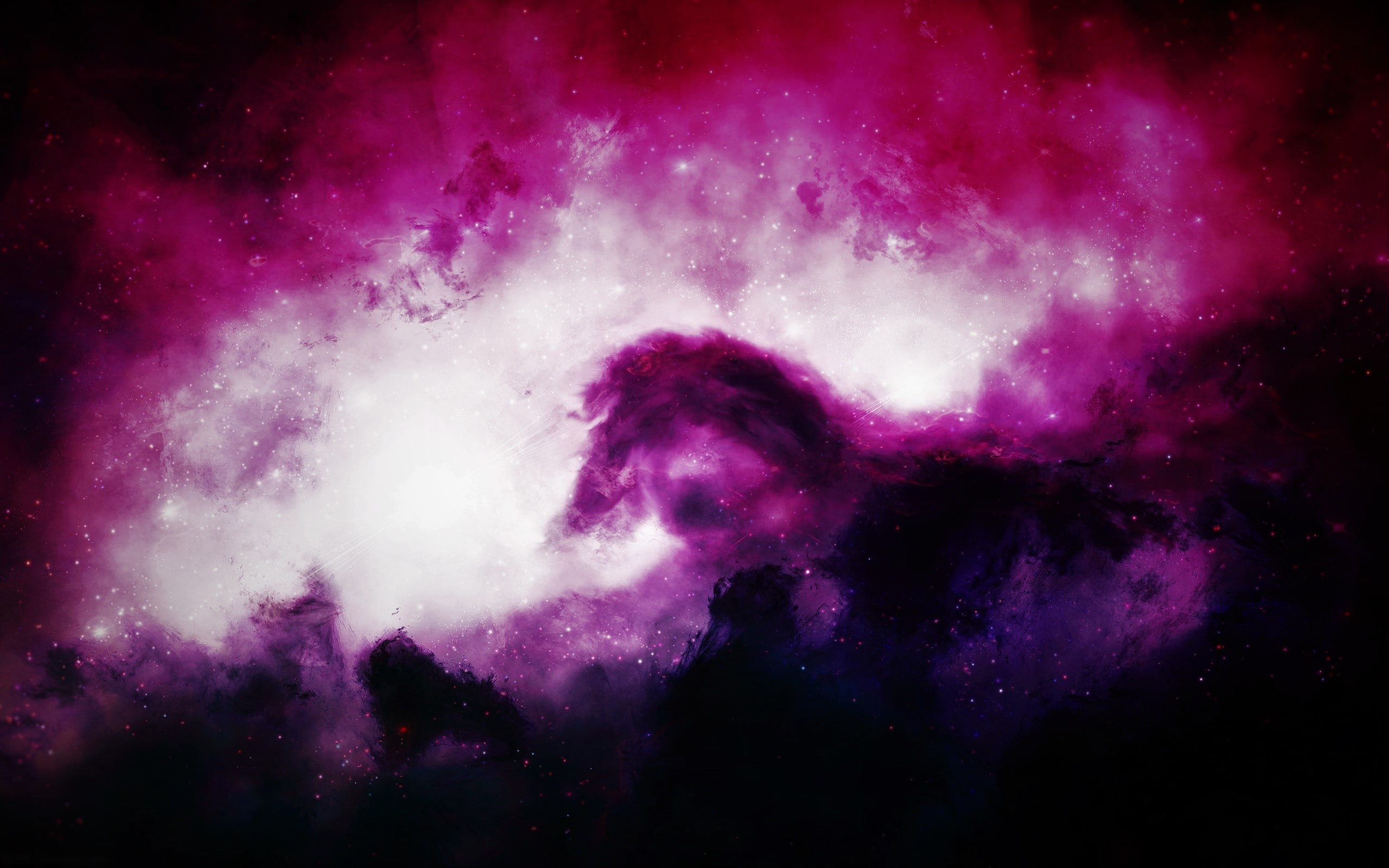 galaxy, pink, purple, black, dark, stars, star - space, astronomy