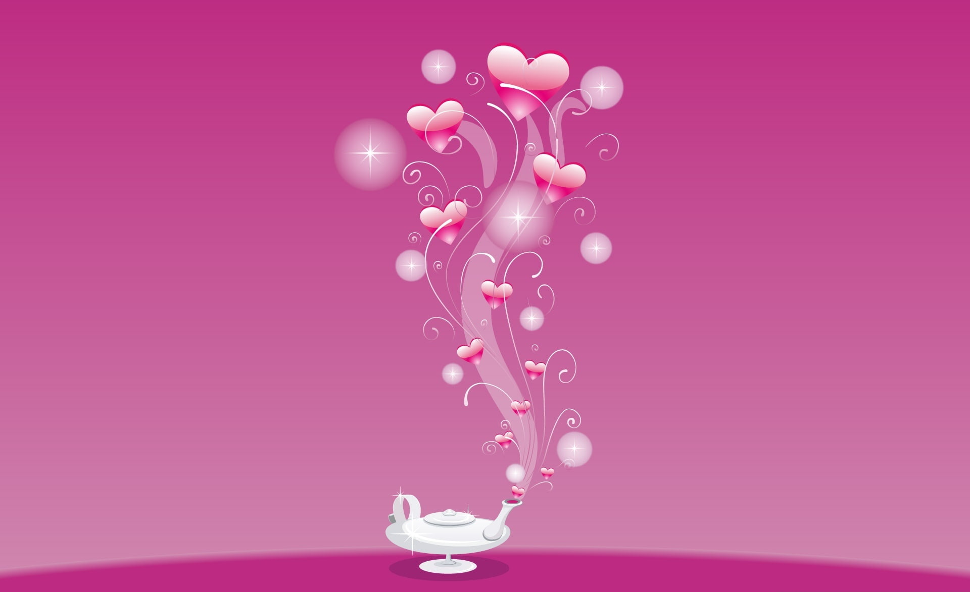 Magic Lamp, pink hearts illustration, Holidays, Valentine's Day
