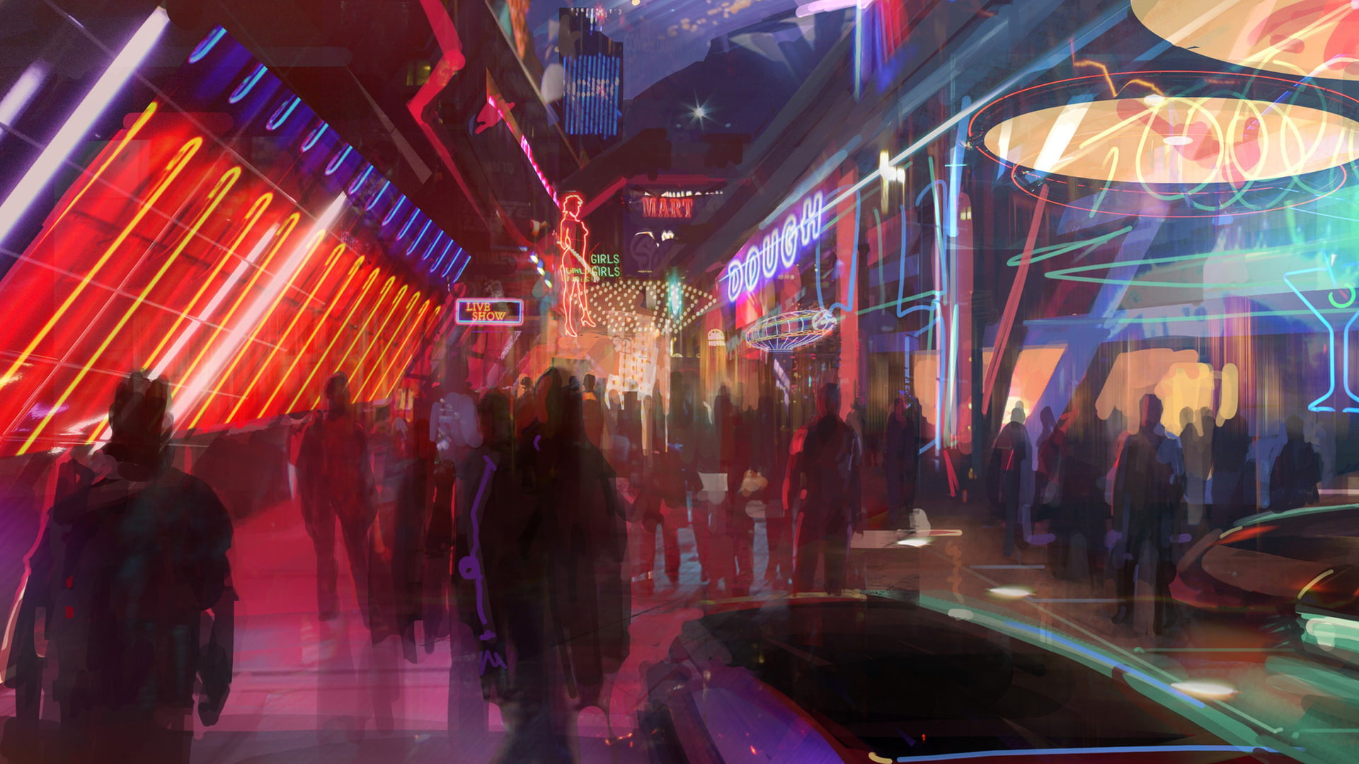 Mass Effect, Artwork, Light, Mall, 3d photo of people walking