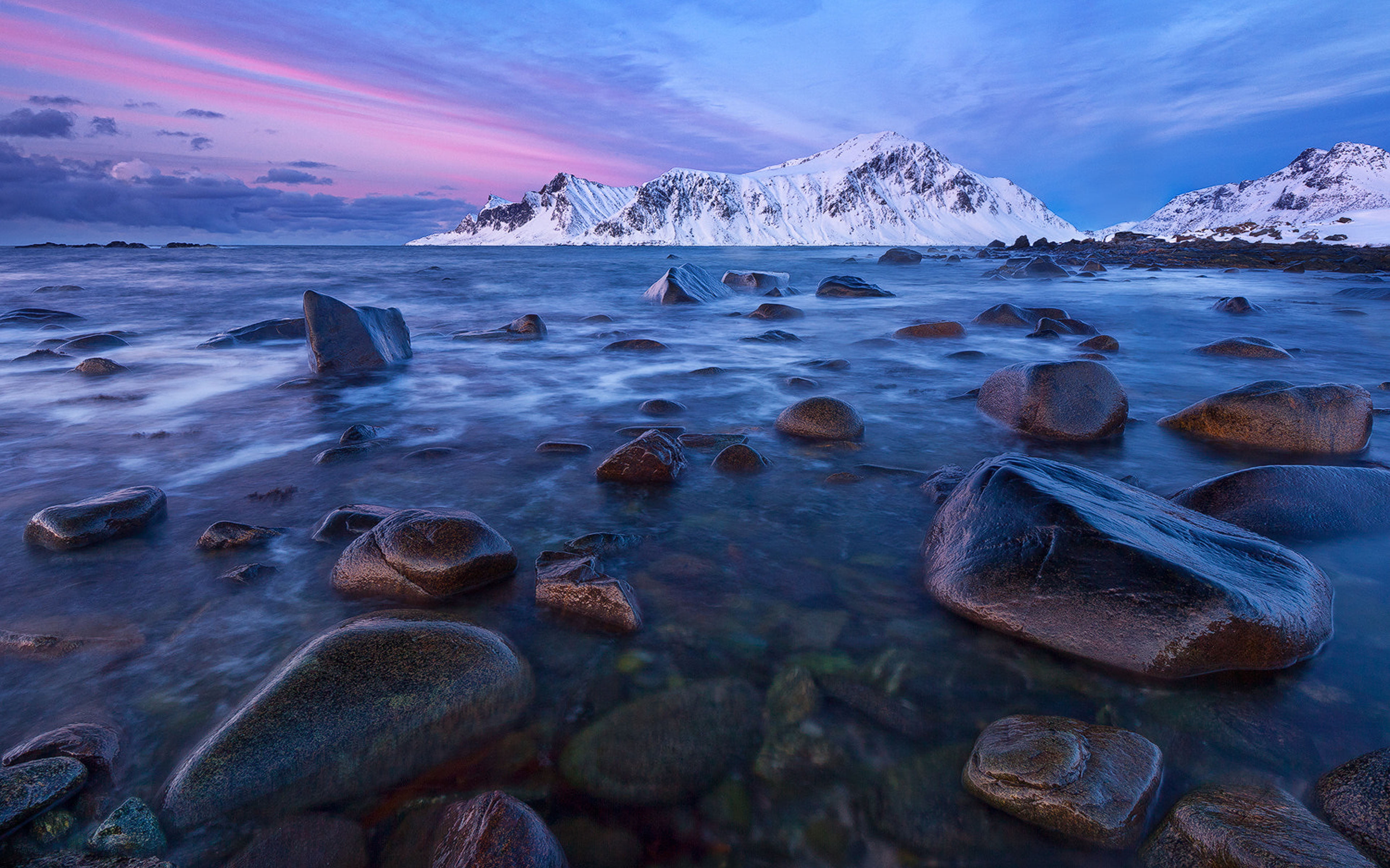 Barf Peak Lofoten Islands Norway Winter Landscape Ocean Rocks Snowy Pannin Desktop Hd Wallpaper For Pc Tablet And Mobile 3840×2400