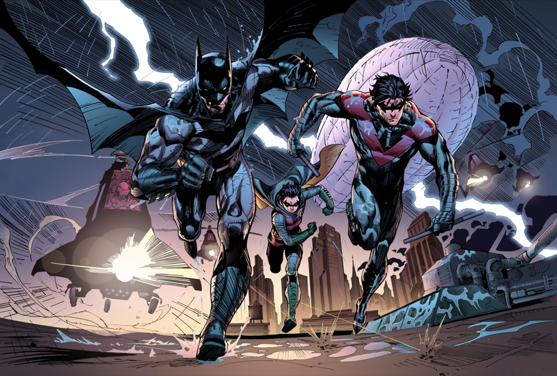 DC Batman and Robin digital wallpaper, dc comics, Nightwing, art and craft