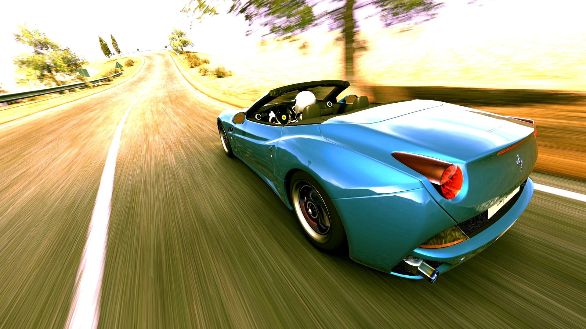 blue convertible coupe, Ferrari California, Gran Turismo 5, car