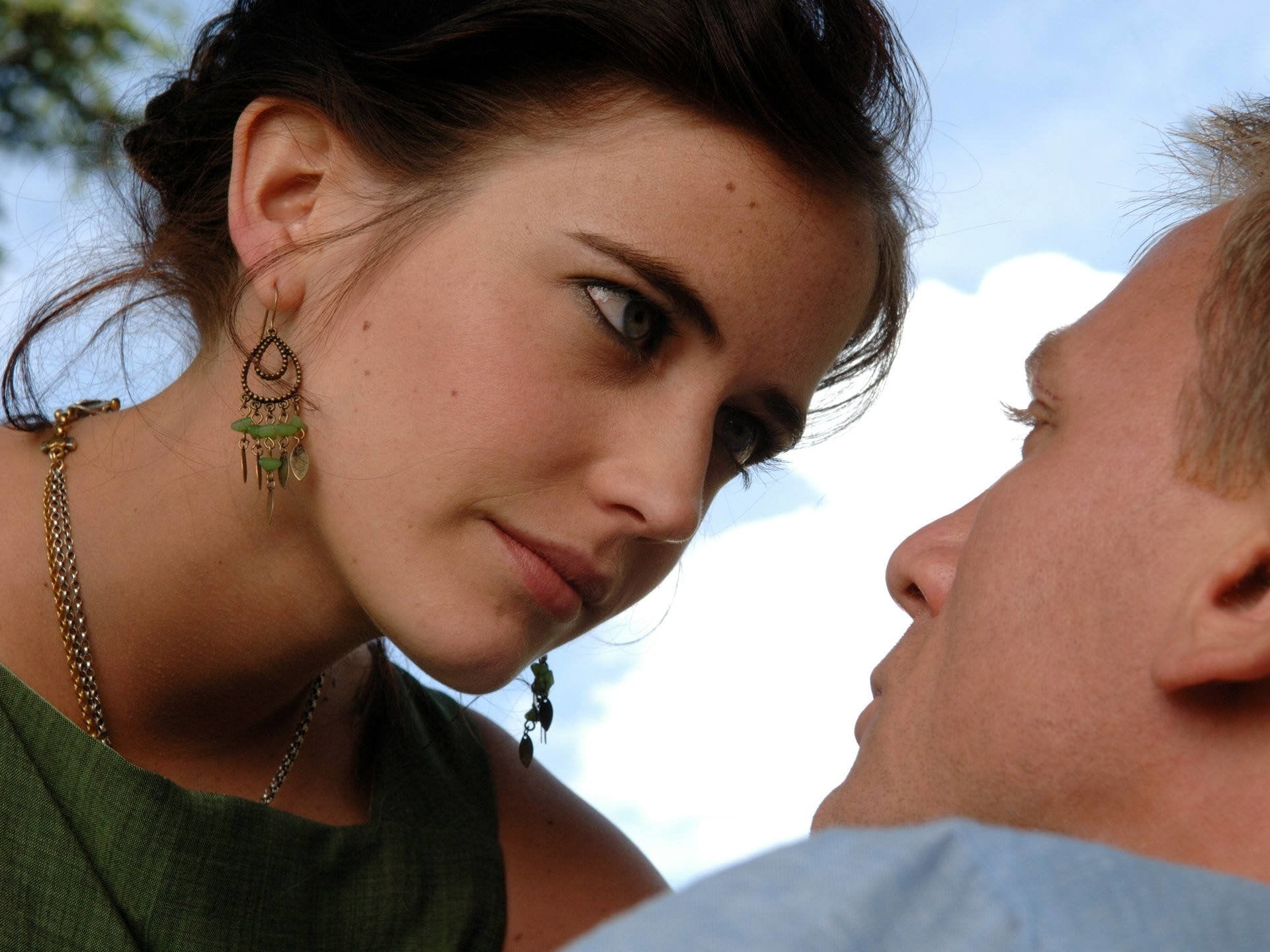 Actresses, Eva Green, headshot, two people, portrait, young adult