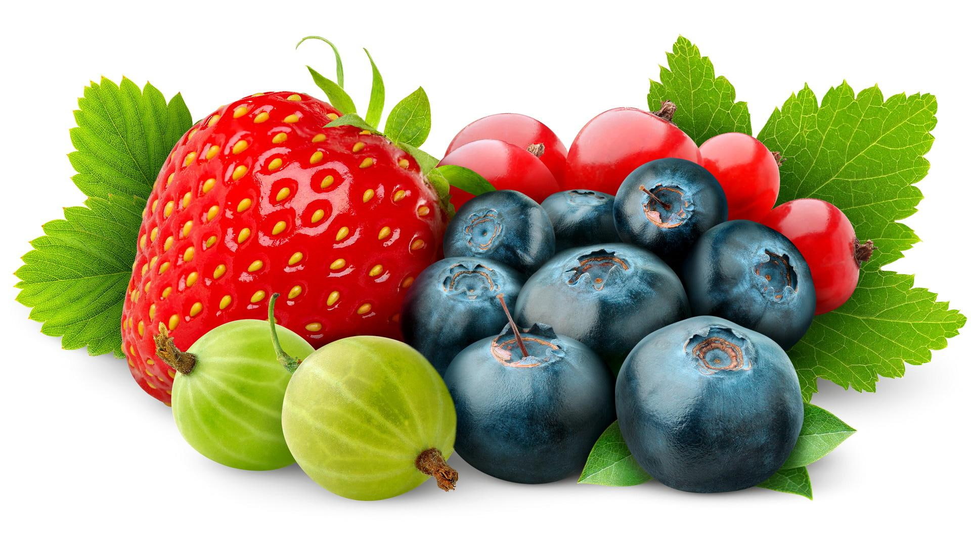Berries, blueberries, berry, strawberry, fruit, 3d and abstract