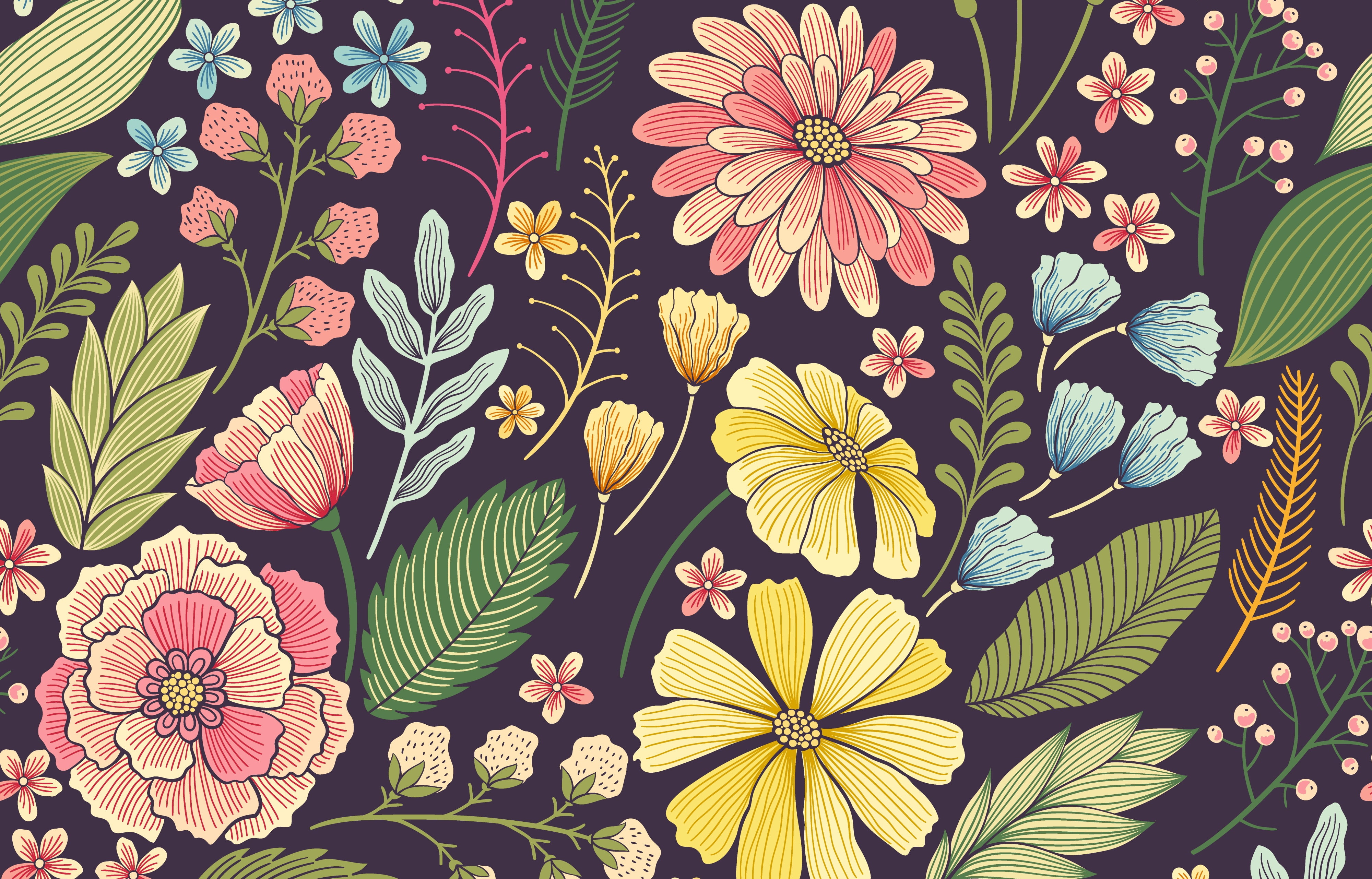 assorted-color flowers illustration, pattern, seamless, Floral
