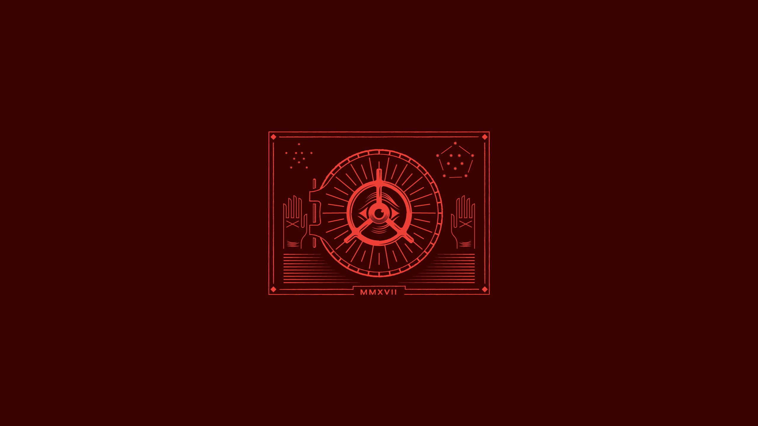Illuminati, minimalism, red, Red Background, The all seeing eye