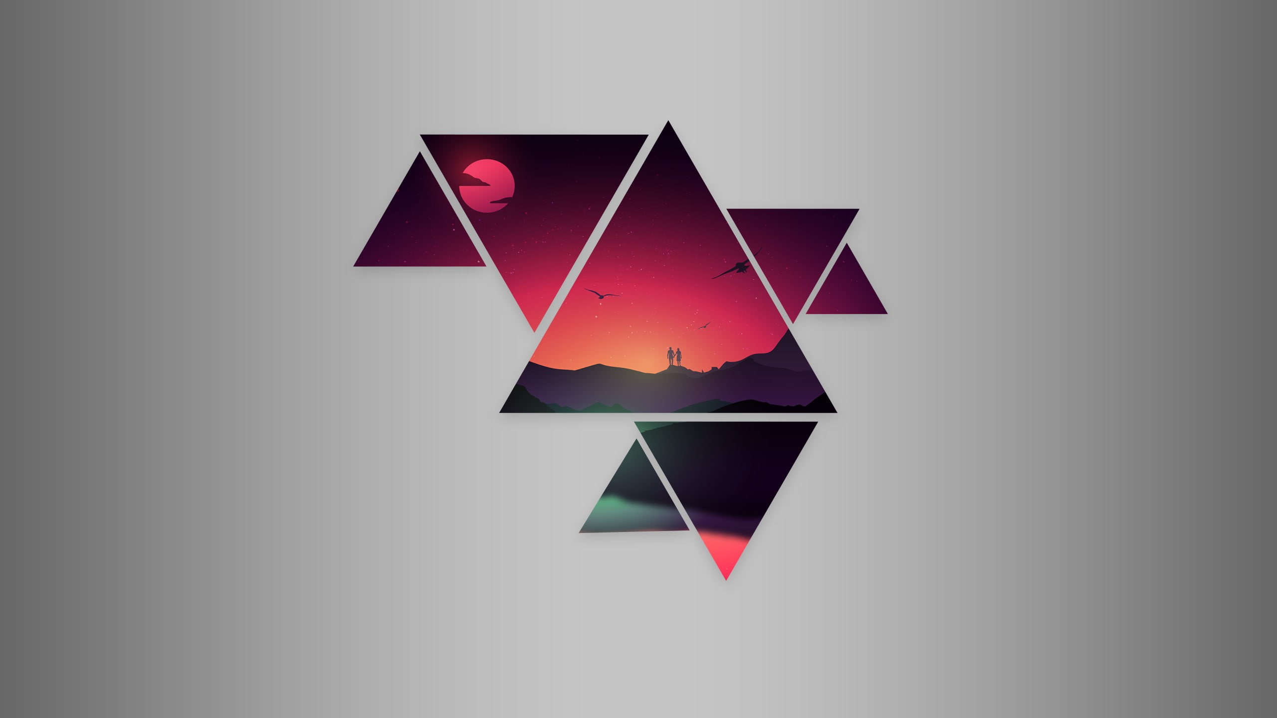 Free download | HD wallpaper: 2560x1440 px abstract sunset Triangle ...