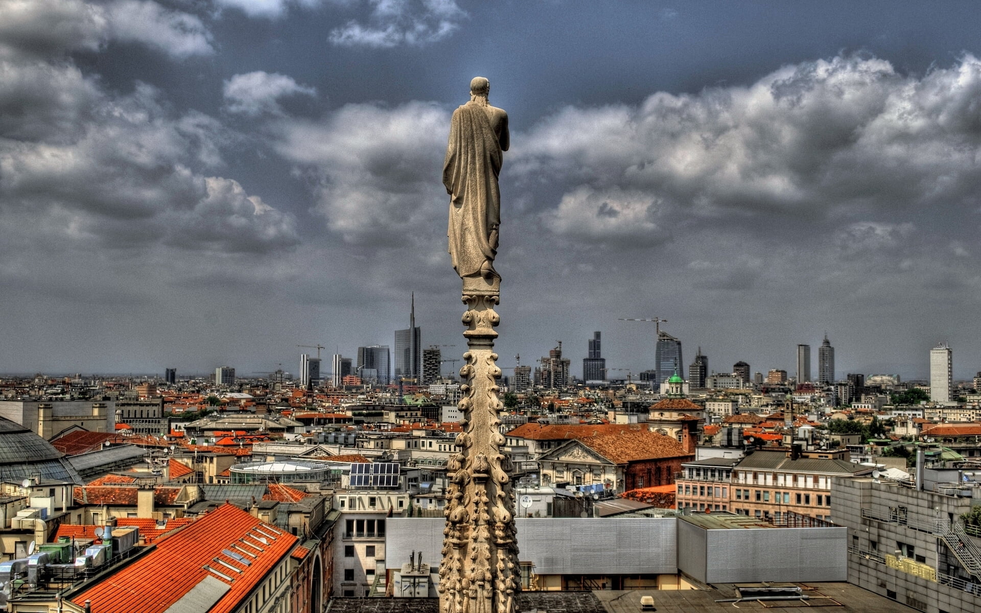 building, Italy, panorama, Milan, Lombardy, The guardian angel