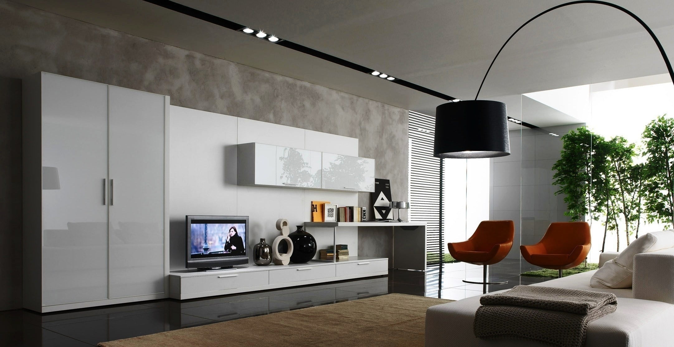 white and black wooden TV rack, modern, design, interior design