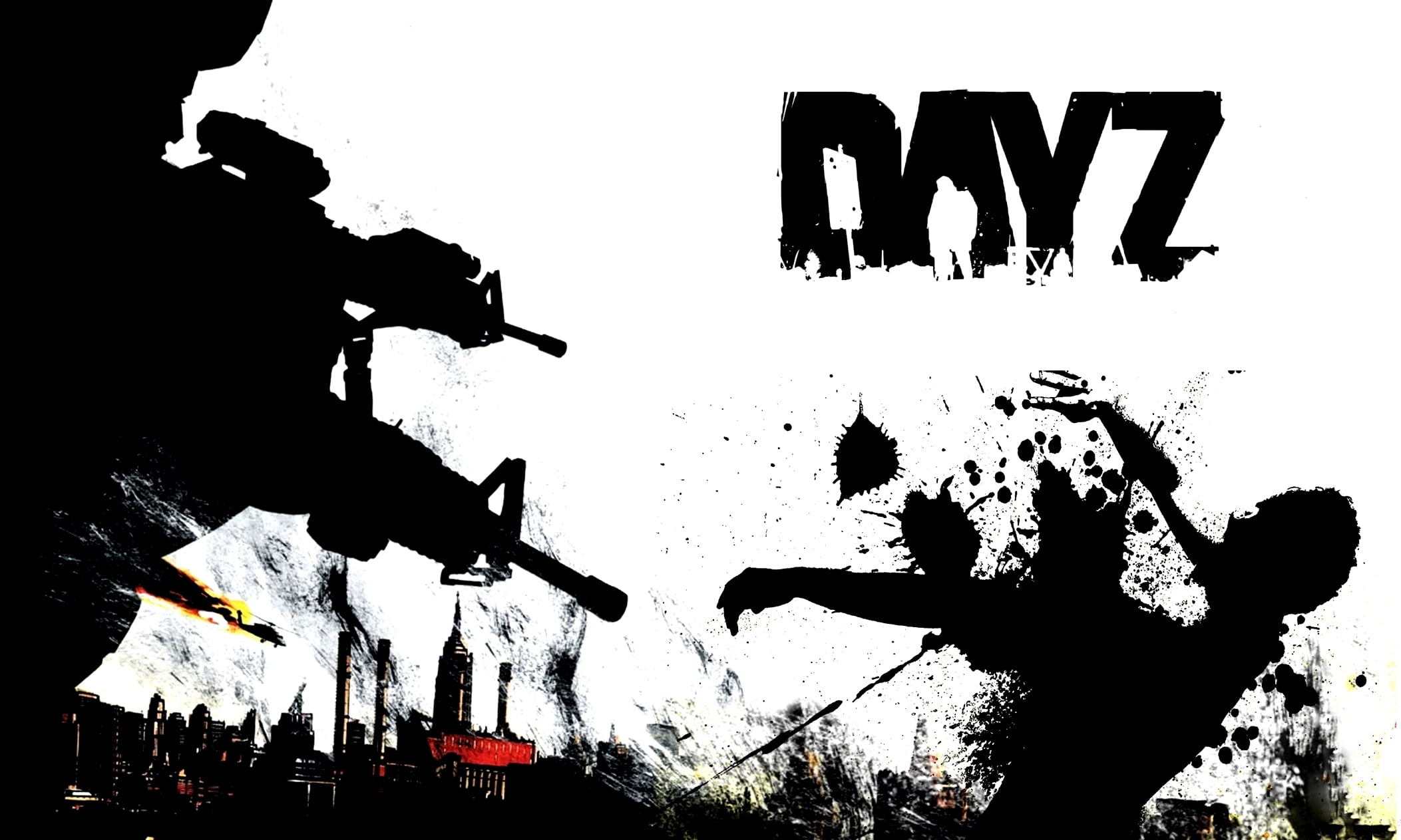 Dayz digital wallpaper, the sky, weapons, war, blood, zombies