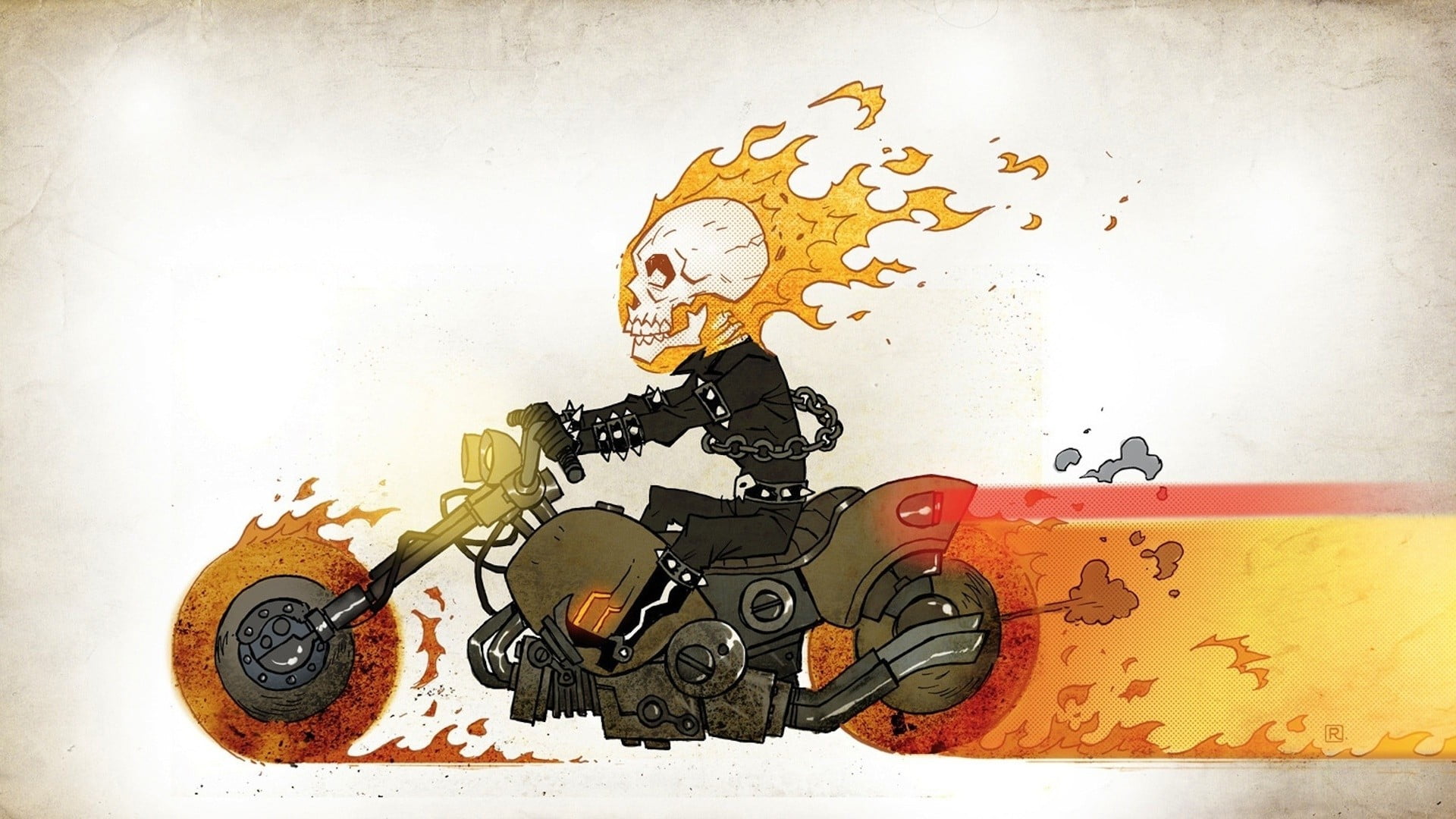 Ghost Rider illustration, Marvel Comics, artwork, skull, motorcycle