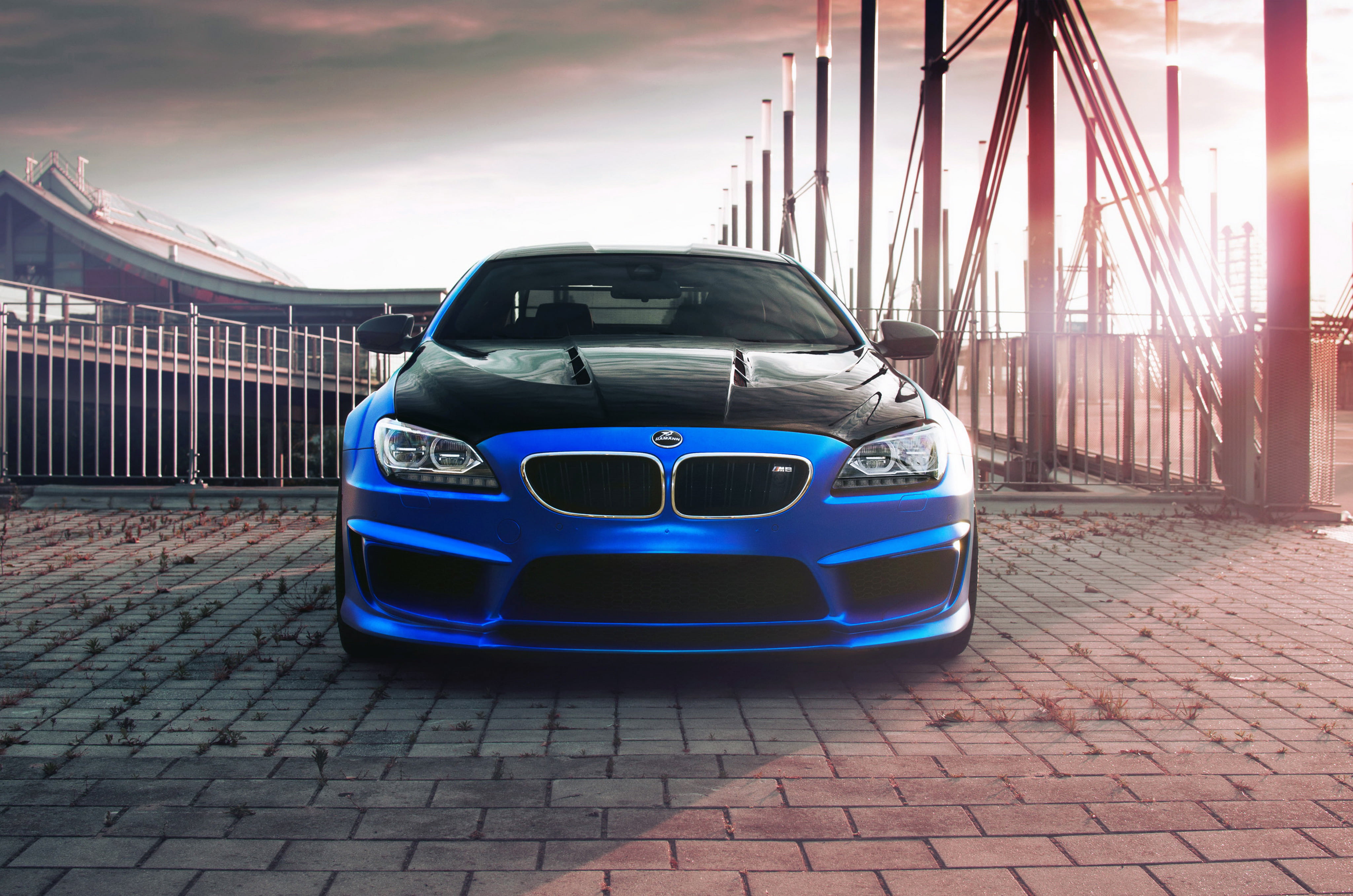blue and black BMW vehicle, hamann, f13, front view, car, transportation