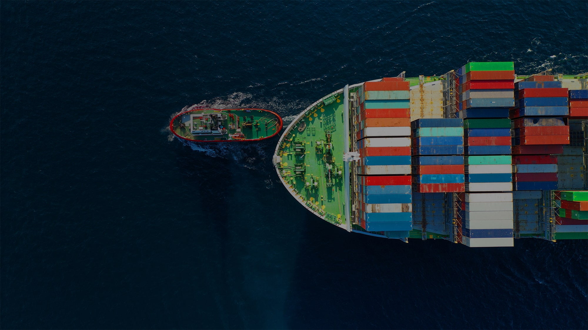 ship, container, sea, container ship, water, aerial view, boat