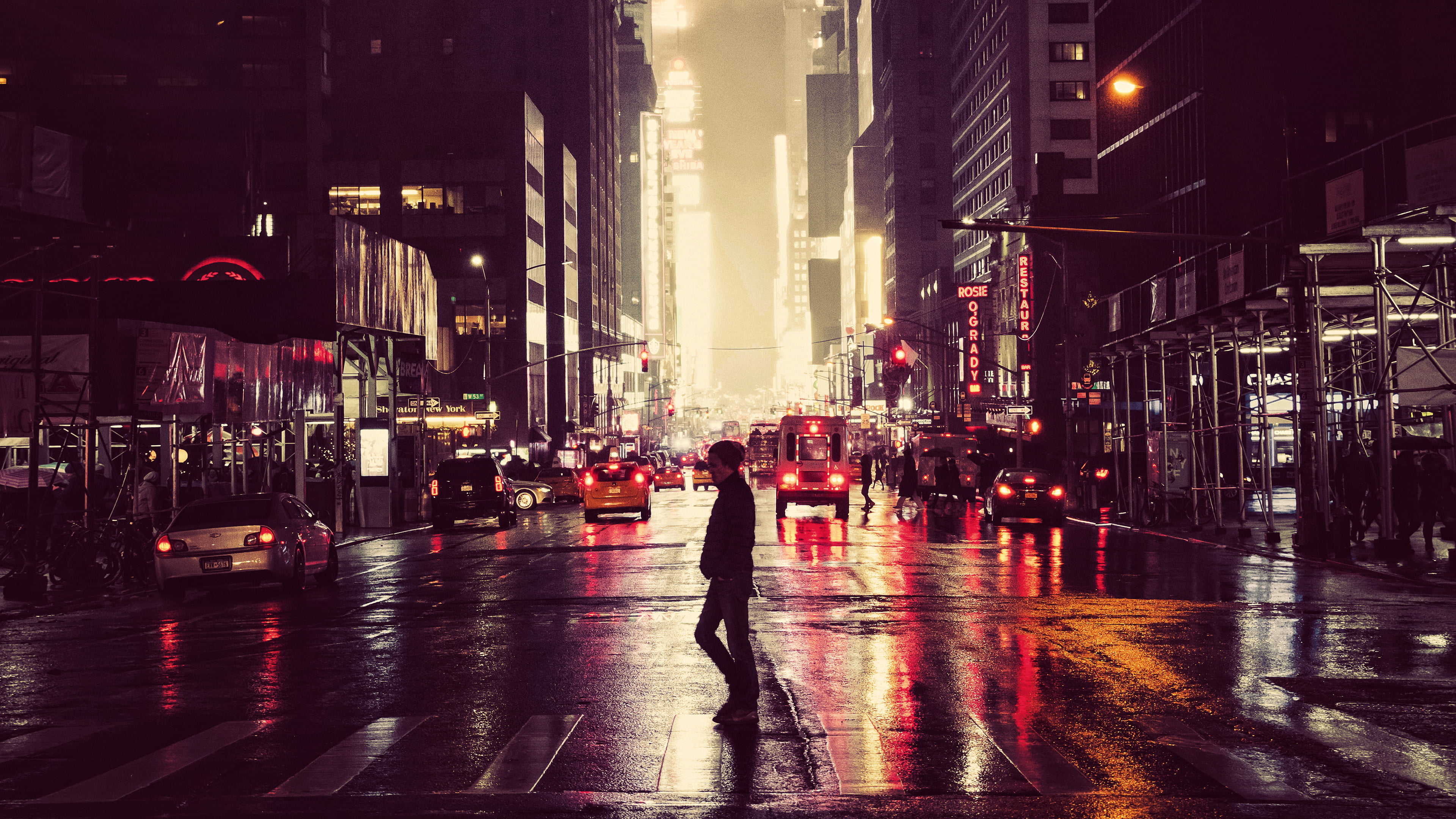 street, urban, cityscape, photography, road, night, wet, illuminated