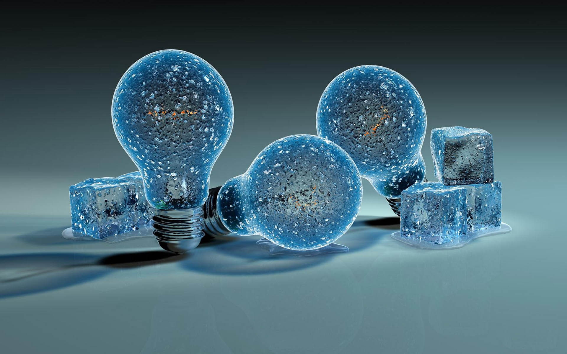 Iced Light Bulbs, cool, blue