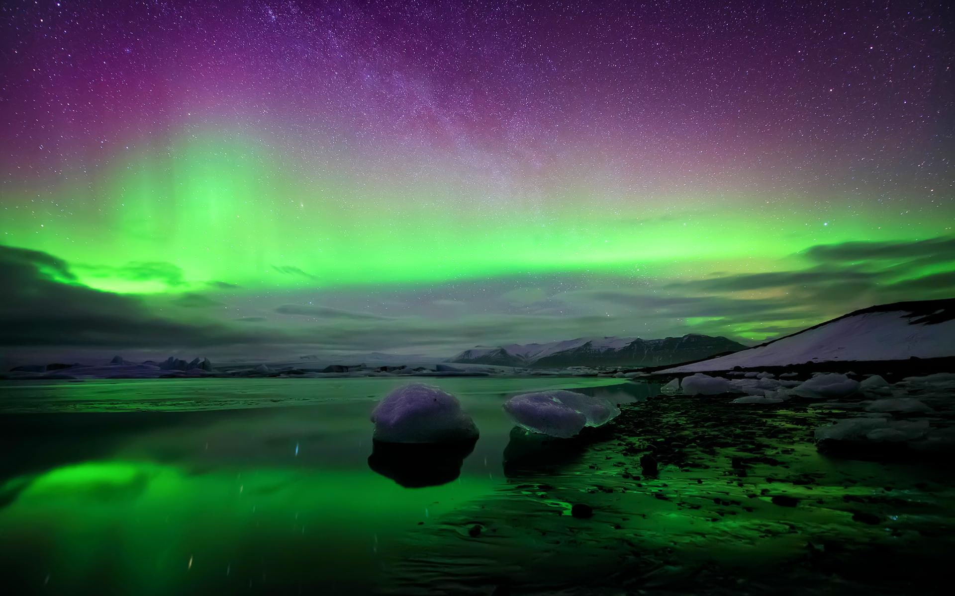 Iceland northern lights, space, aurora