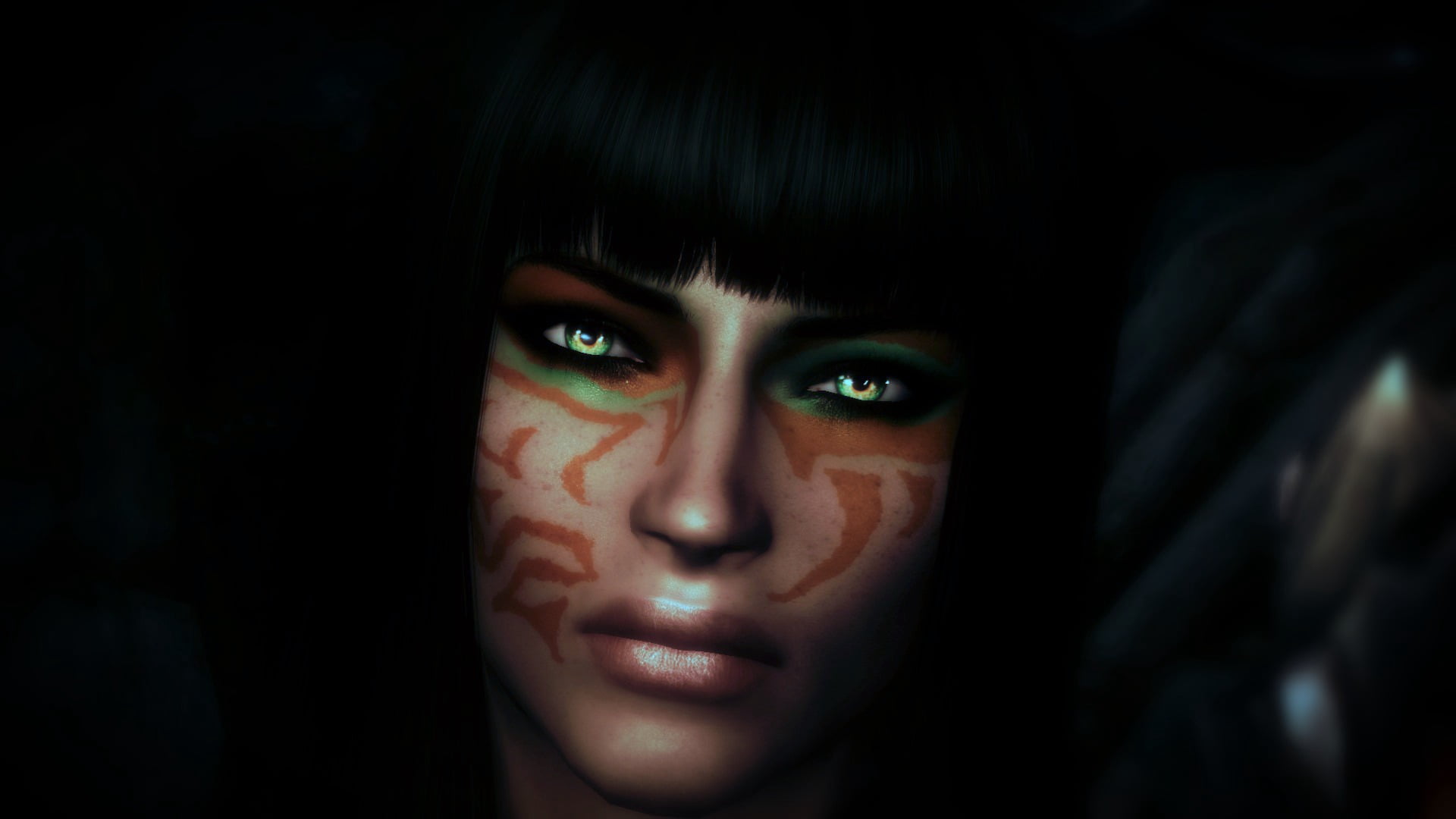 Free Download Hd Wallpaper Womans Face The Elder Scrolls V Skyrim Girl Green Eyes Women