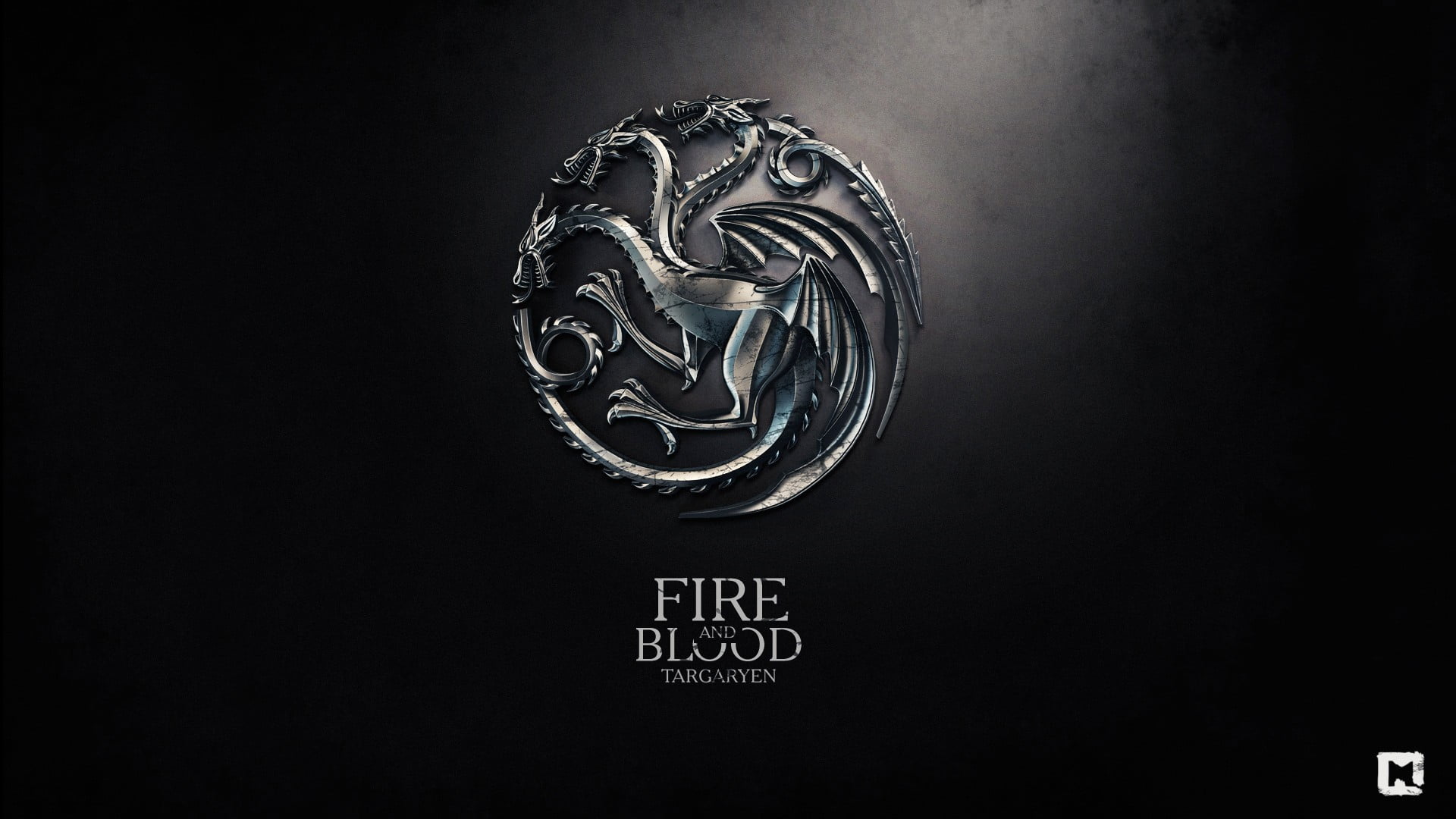 Fire and Blood wallpaper, metal, dragon, logo, Game of Thrones