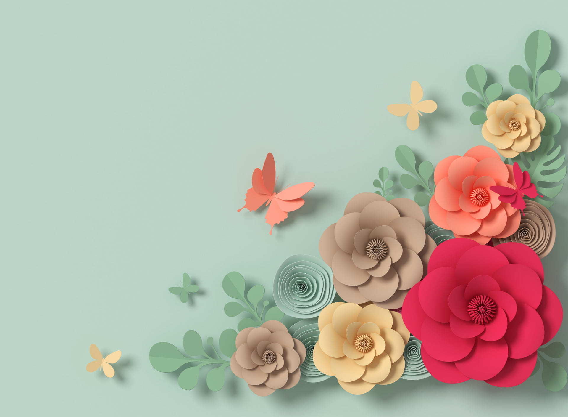 Flowers, Butterfly, Colorful, Floral, Pastel