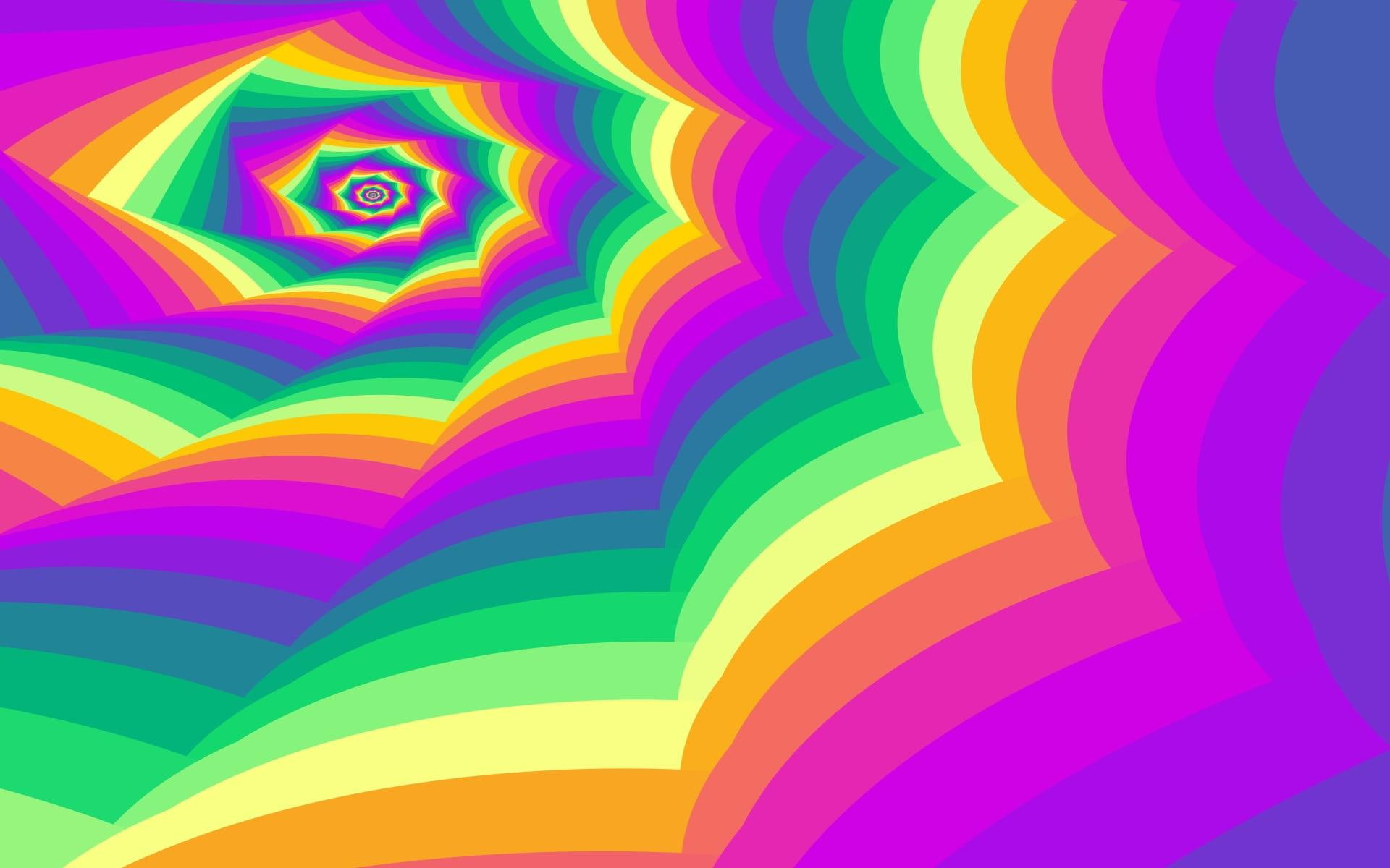 Psychedelic Swirl Colors, yellow, abstract, purple, blue, green