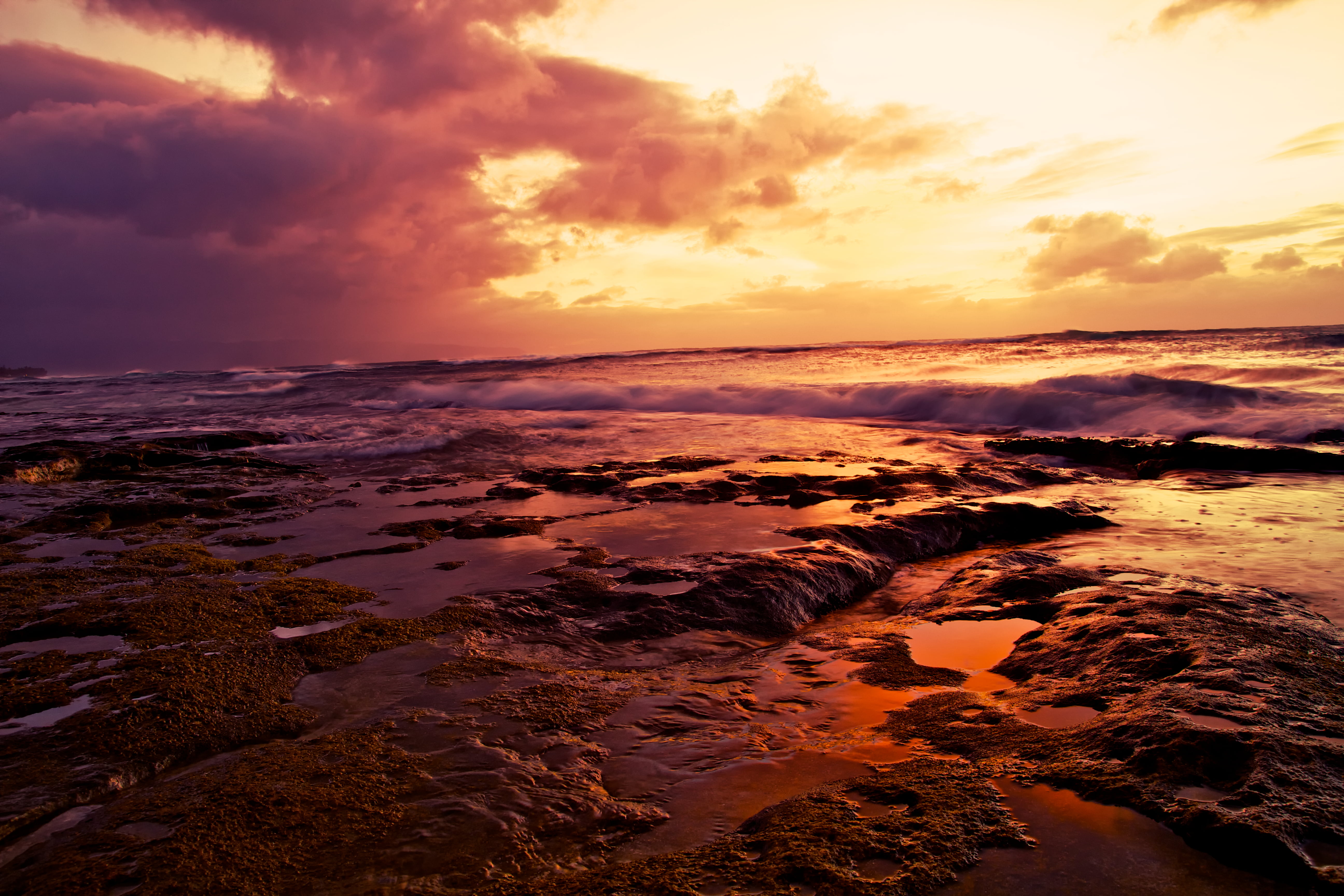 photo of ocean during sunset, cool, sea, Hawaii, water  waves