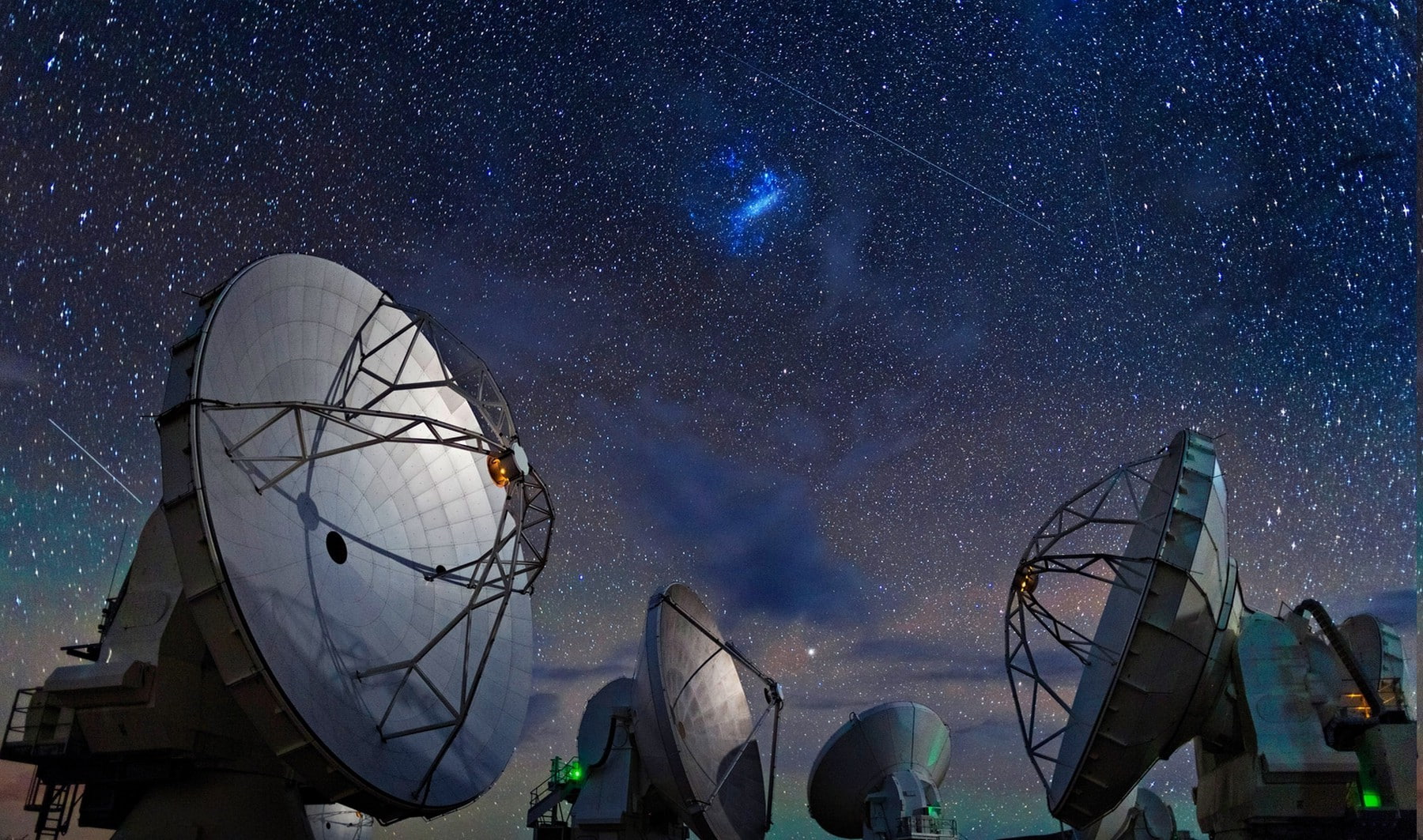 alma observatory chile space starry night atacama desert technology galaxy landscape