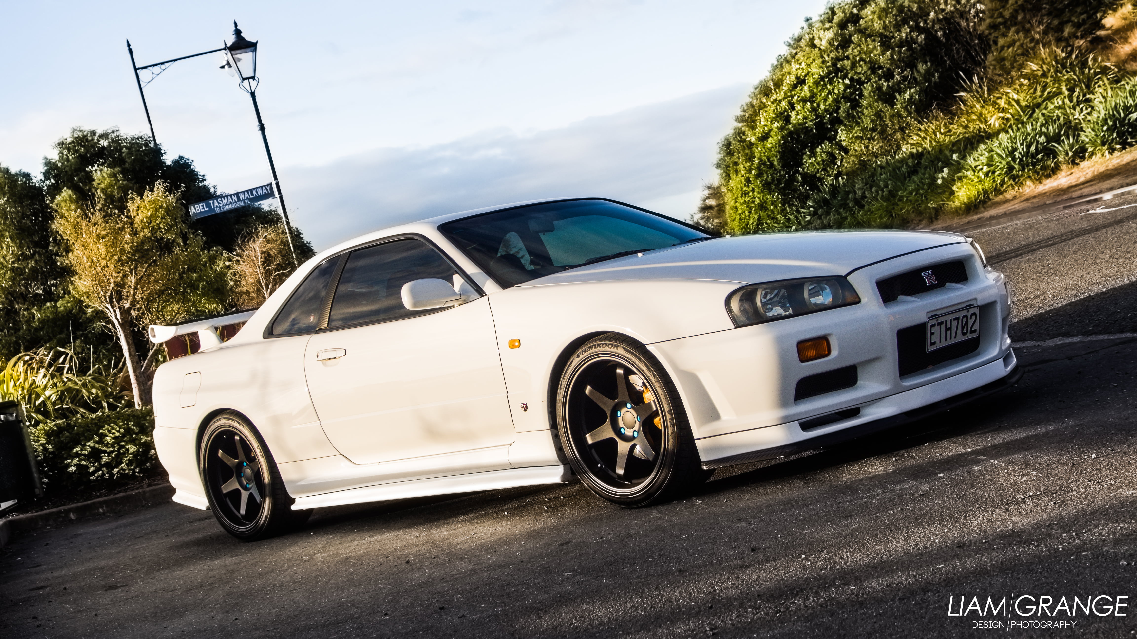 white coupe, car, machine, sunset, Nissan, yellow, gt-r, gtr