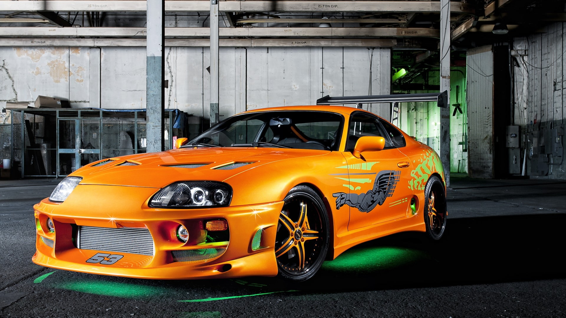 cars orange vehicles tuning toyota supra green neon the fast and the furious 1920x1080  Technology Vehicles HD Art