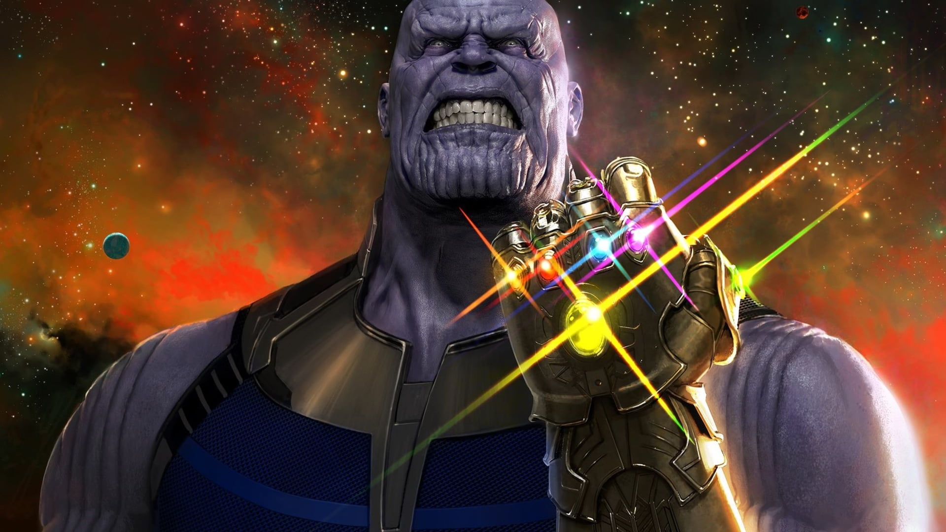 Thanos illustration, Marvel Comics, space, stars, Avengers: Infinity war