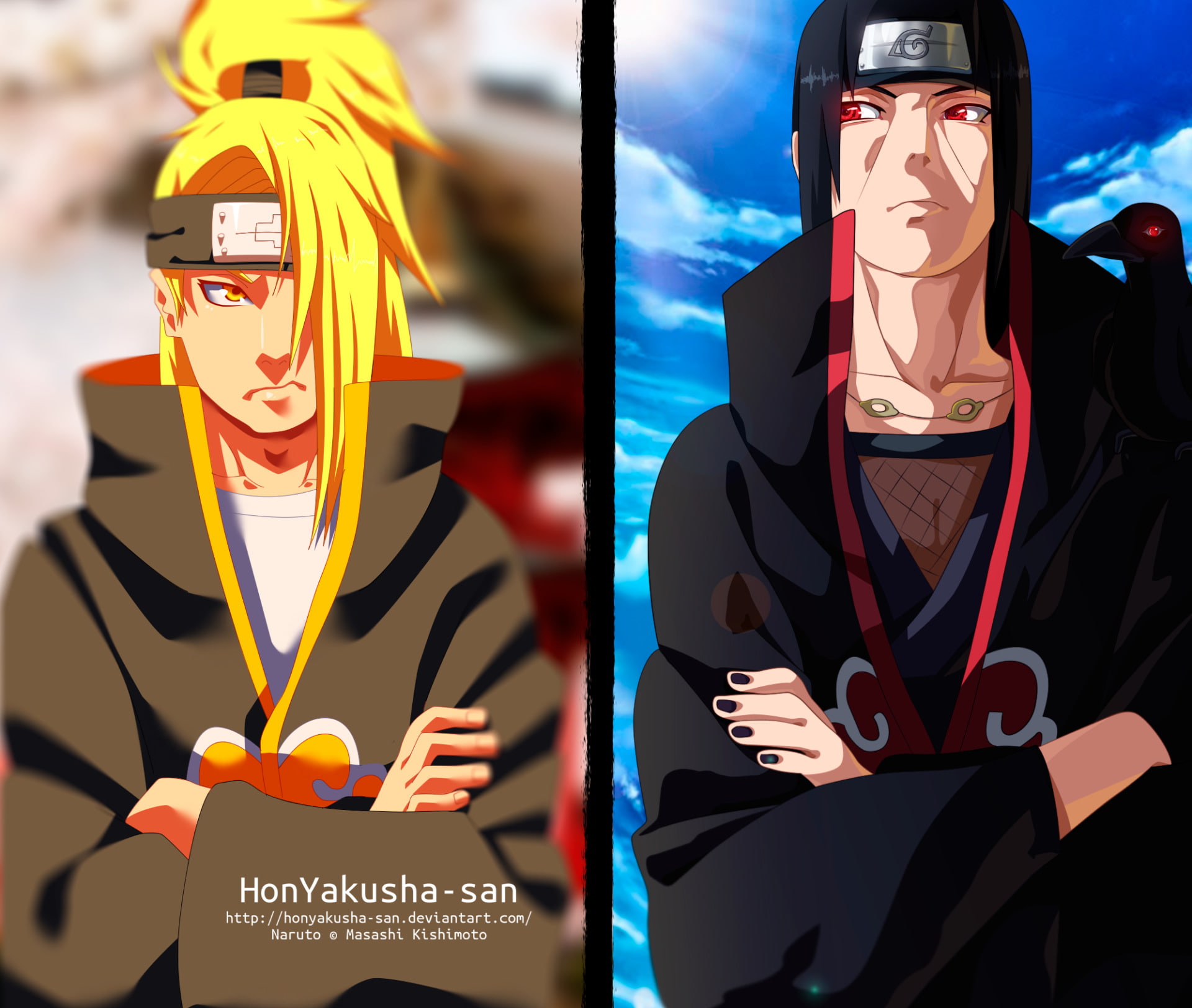 Anime, Naruto, Deidara (Naruto), Itachi Uchiha