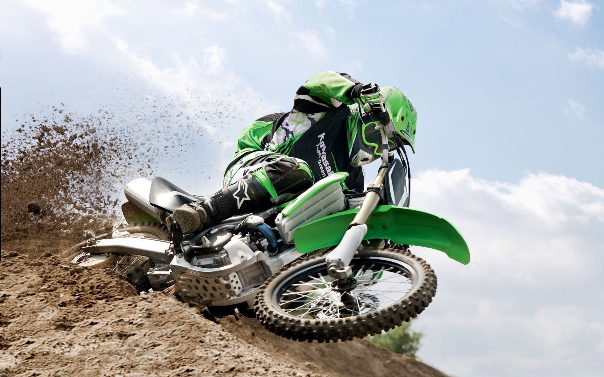 Kawasaki Motocross, green motocross dirtbike