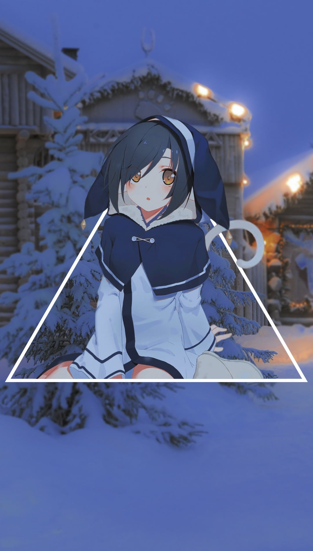 anime, anime girls, picture-in-picture, snow, winter, cold temperature