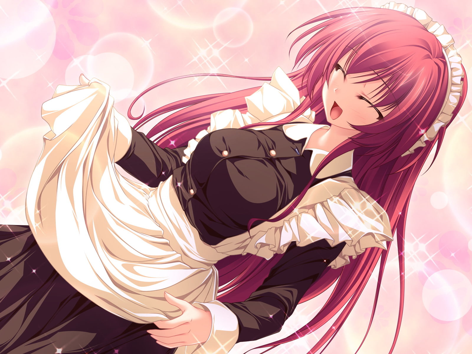 apron, finis, game, hair, long, magus, maid, red, seera, tale