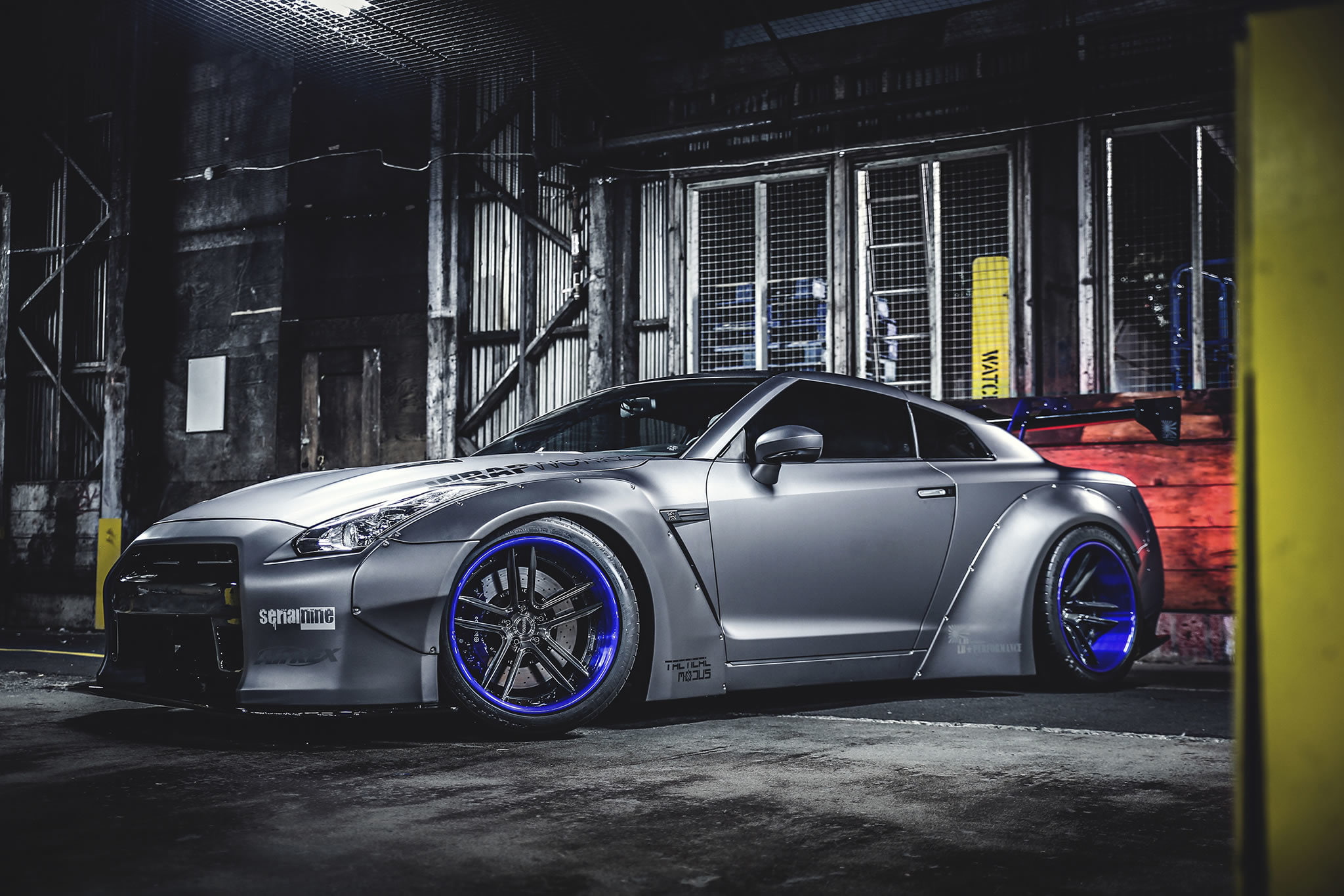 gray Nissan Skyline GT-R r35, Car, Front, Tuning, Wheels, Spoiler